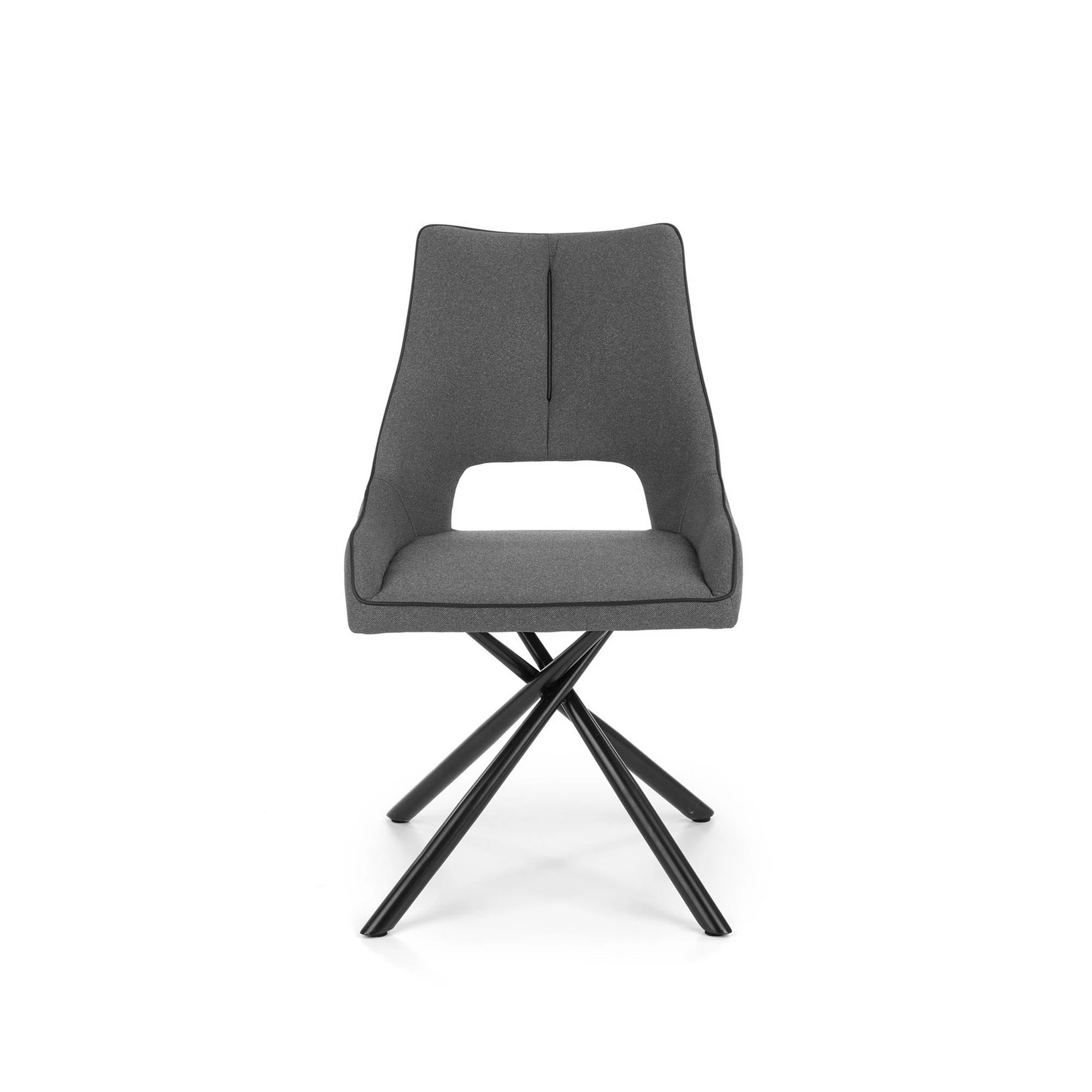 Scaun tapitat K409, gri inchis/negru, stofa clasica/metal, 49x52x84 cm