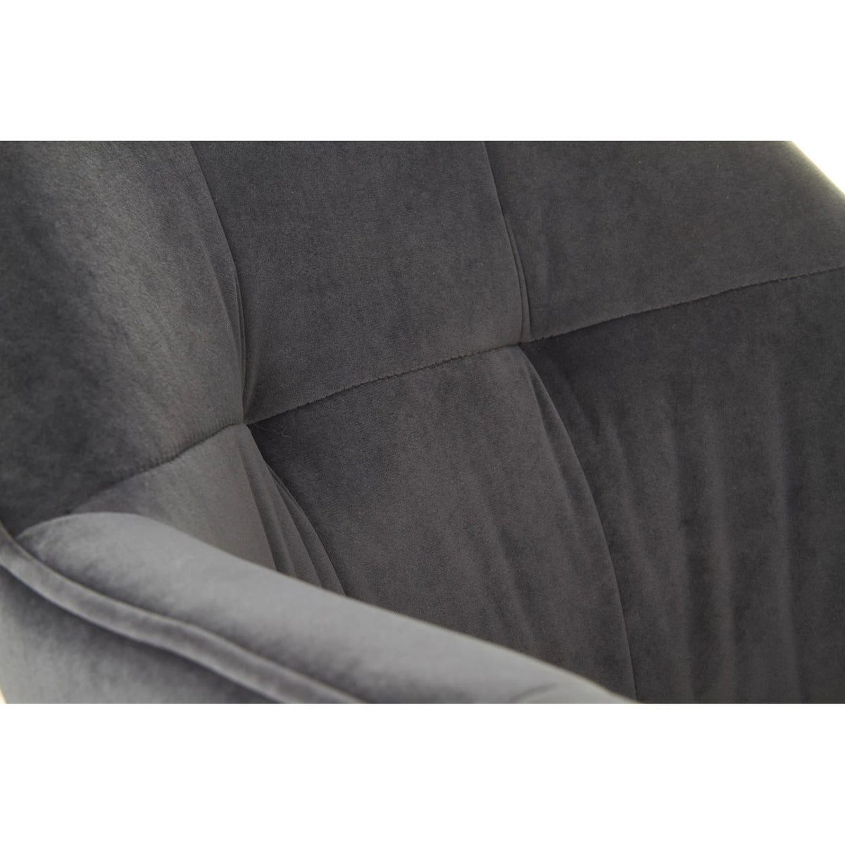 Scaun tapitat K377, gri inchis/negru, stofa catifelata/metal, 60x62x81 cm