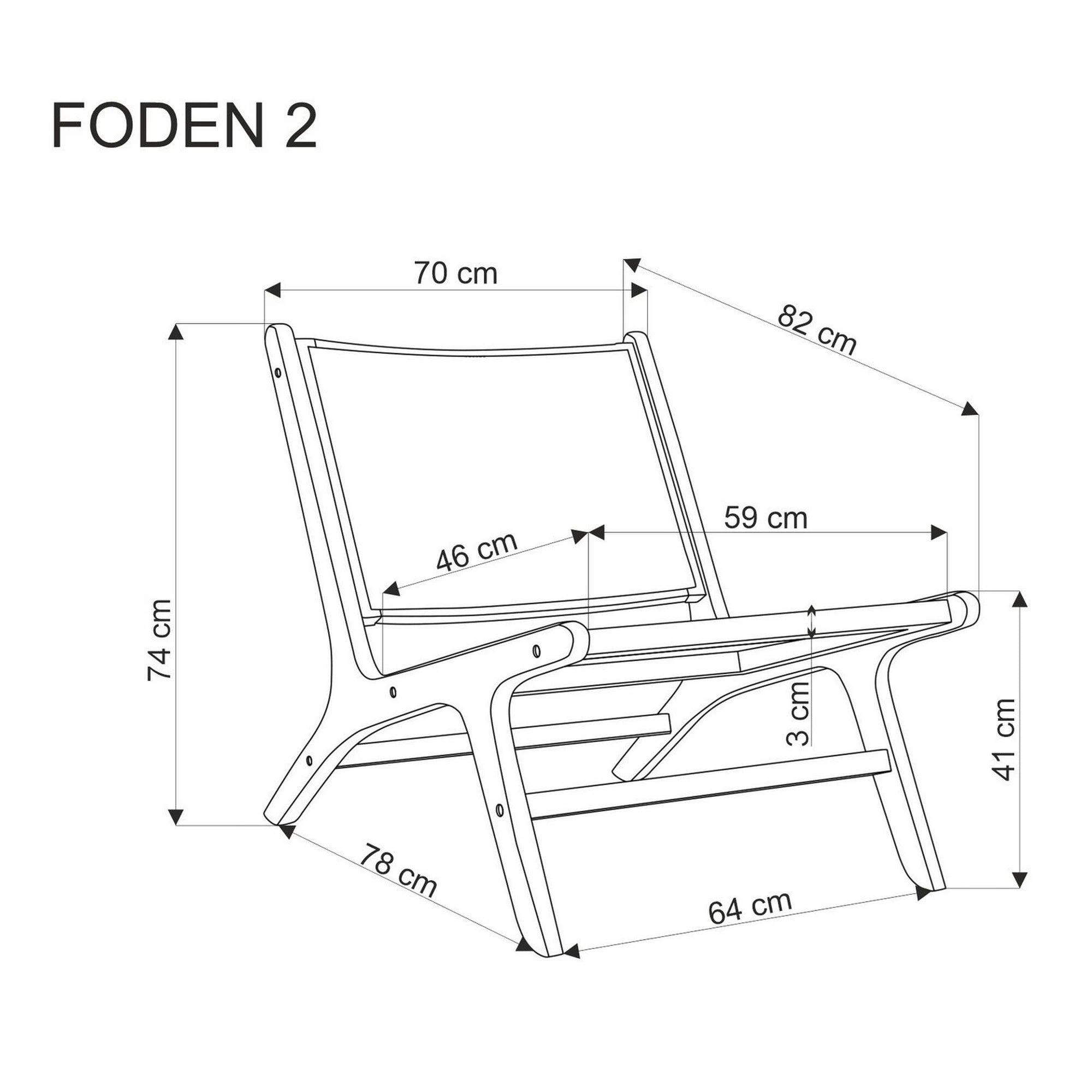 Scaun de gradina FODEN 2, stejar deschis, ratan natural/lemn, 65x82x74 cm