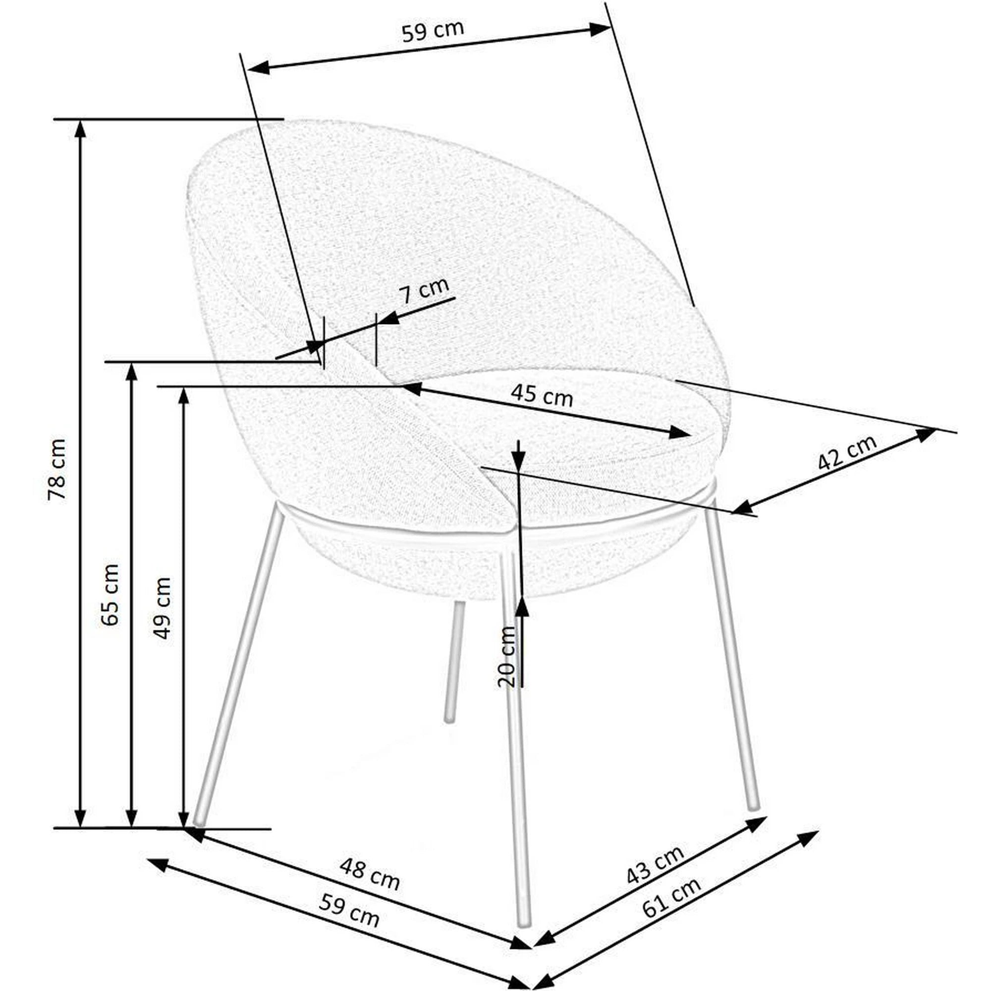 Saun tapitat dining K482, bej/negru, stofa clasica/metal, 61x59x78 cm