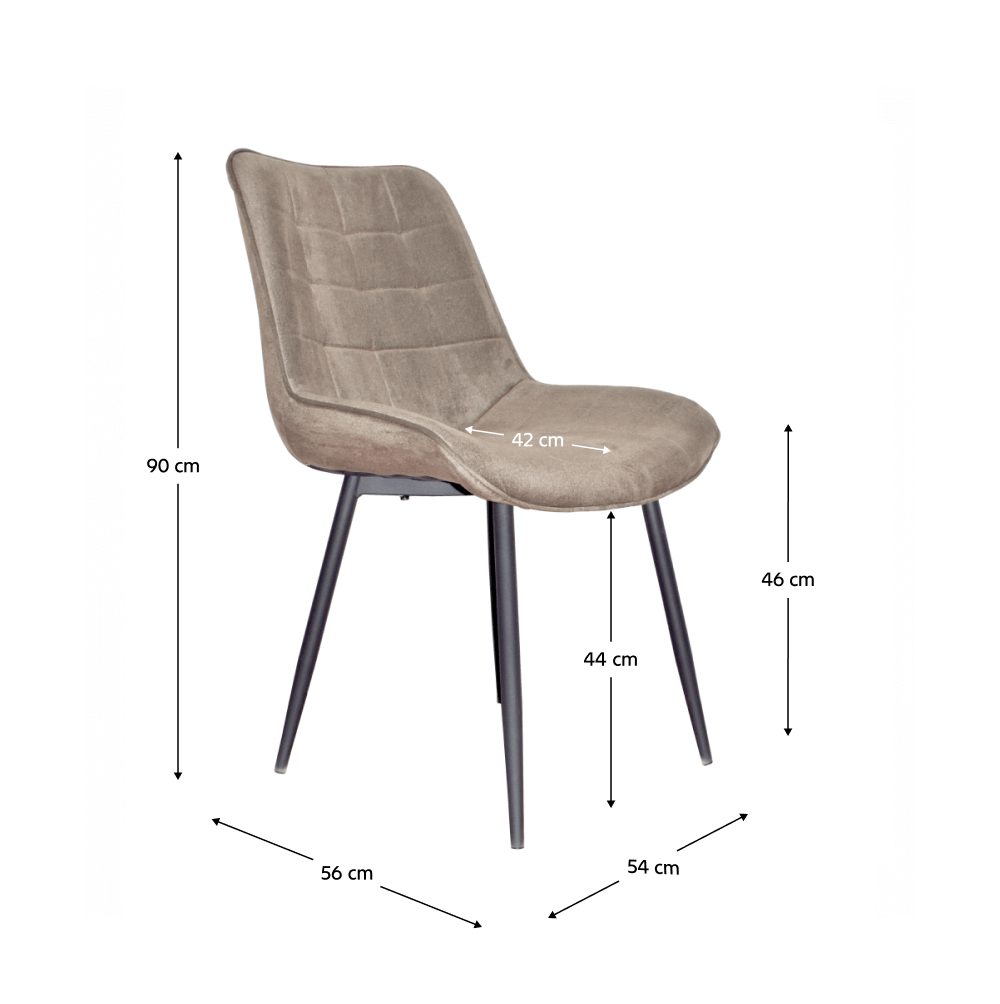 Scaun SARIN, gri maroniu taupe/negru, catifea/metal, 54x64x82 cm