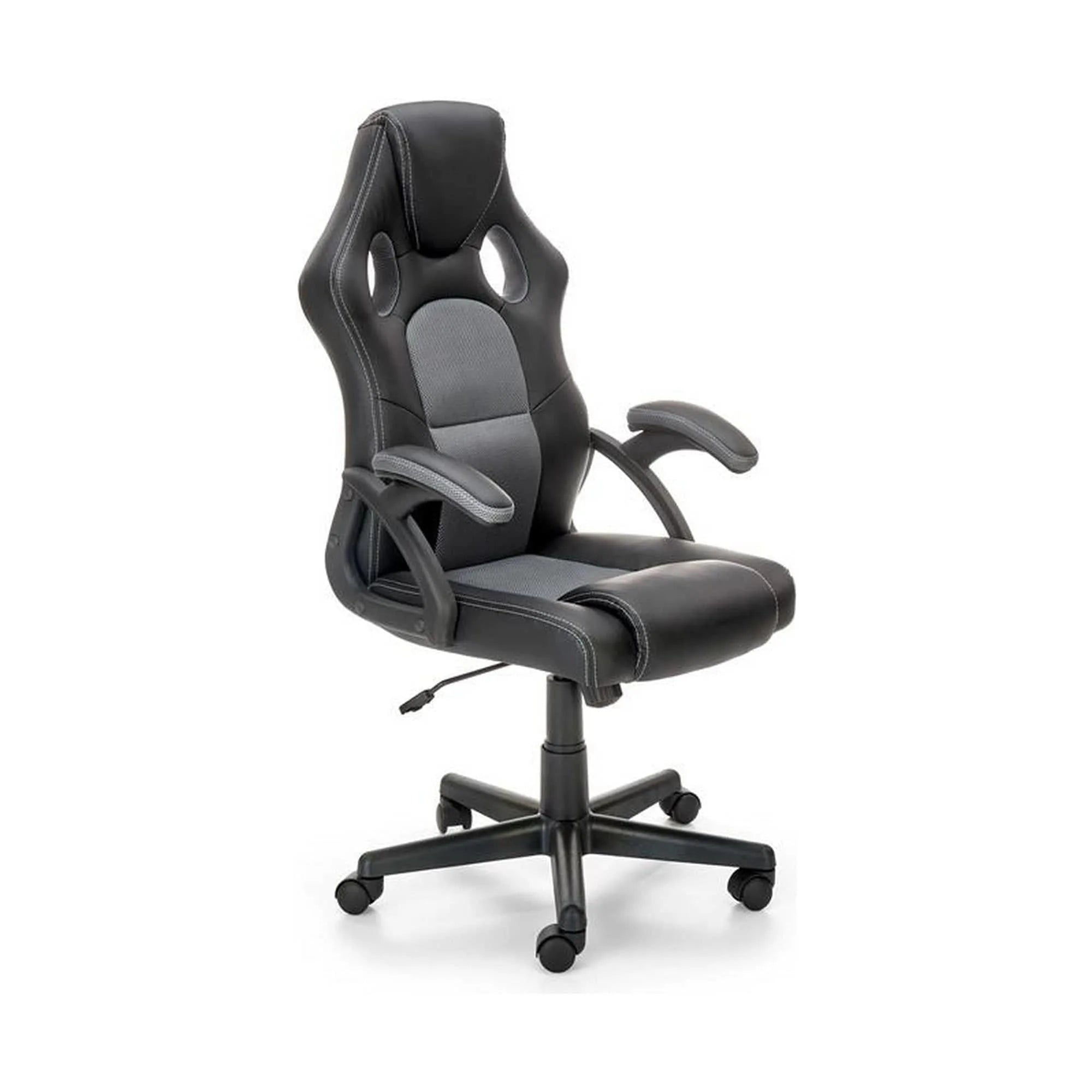 Scaun birou BERKEL, negru/gri, piele ecologica, 62x63x108-117 cm