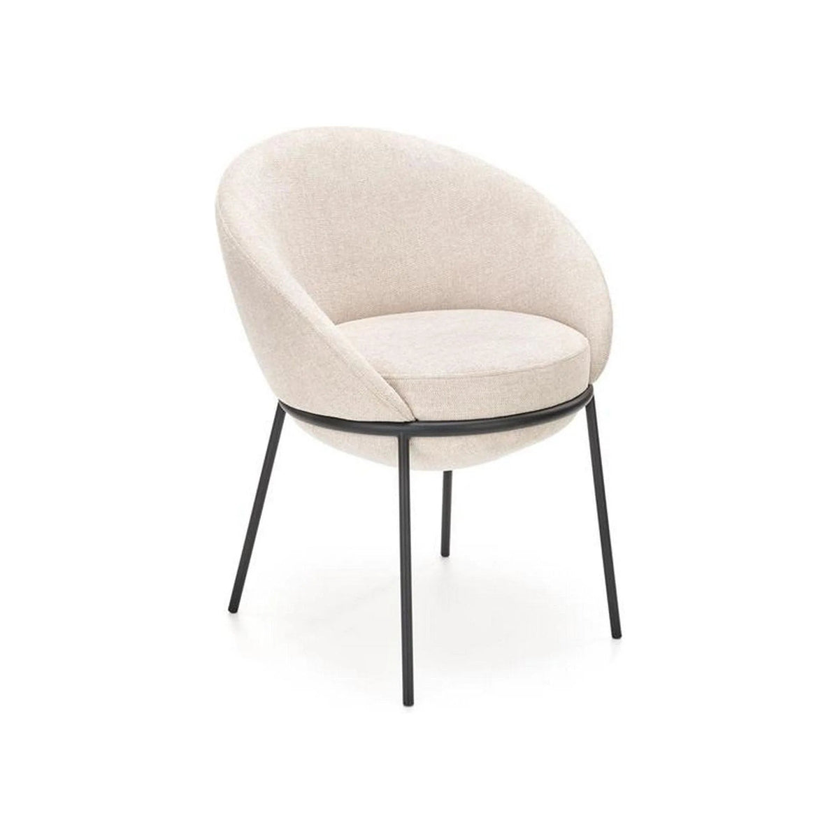 Saun tapitat dining K482, bej/negru, stofa clasica/metal, 61x59x78 cm