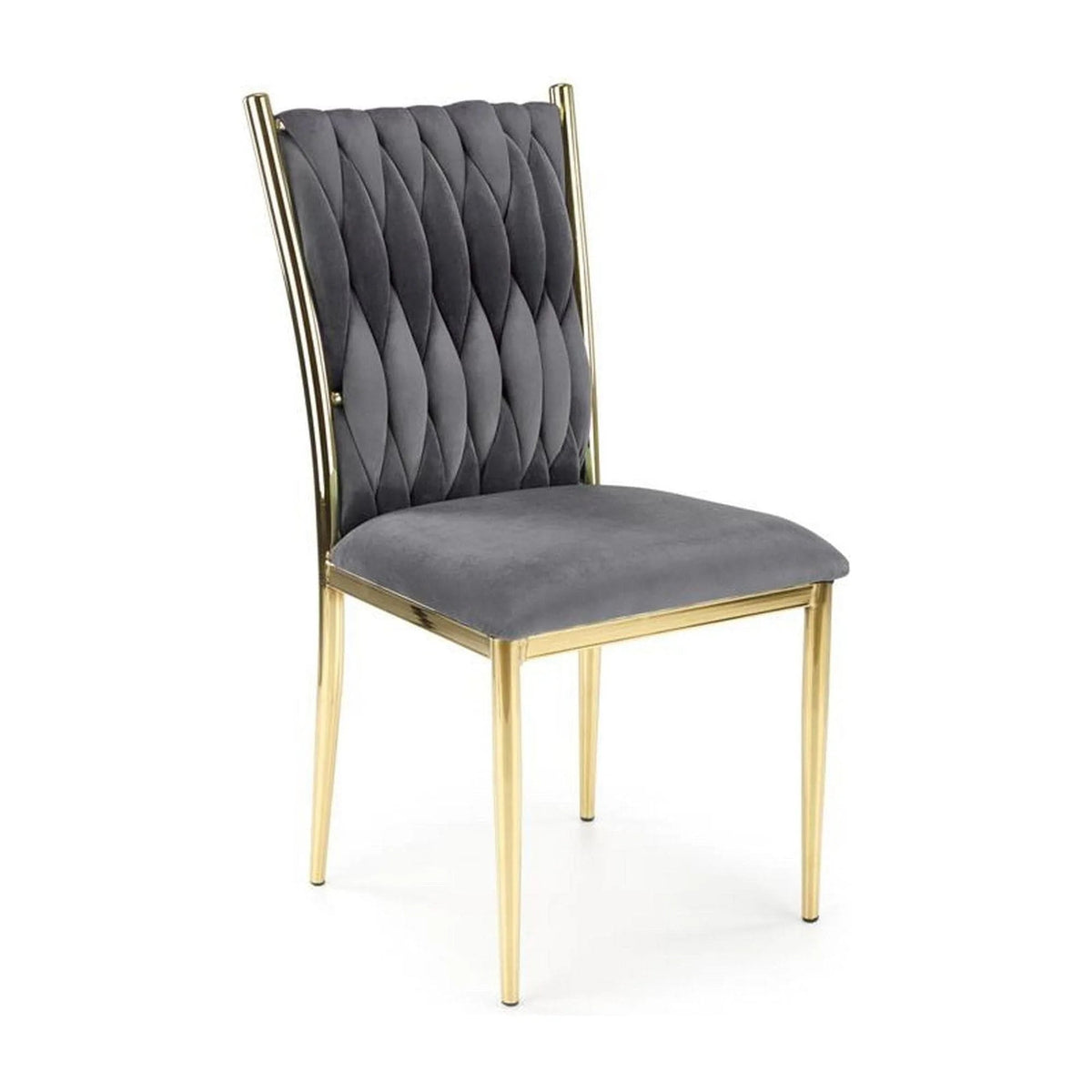 Scaun K436, gri/auriu, stofa catifelata/metal, 48x55x94 cm