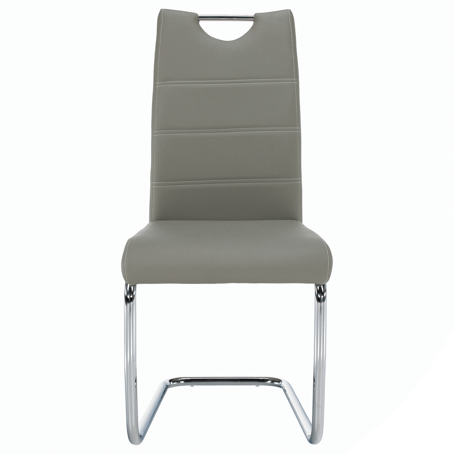 Scaun de bucatarie ABIRA NEW, gri deschis/crom, piele ecologica/metal, 43x44x96 cm