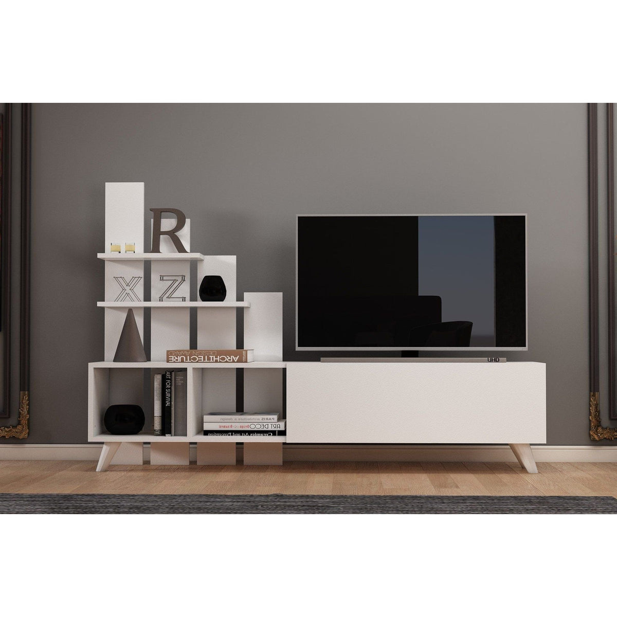 Comoda TV 505CRL1909, alb, PAL, 160x33x115 cm