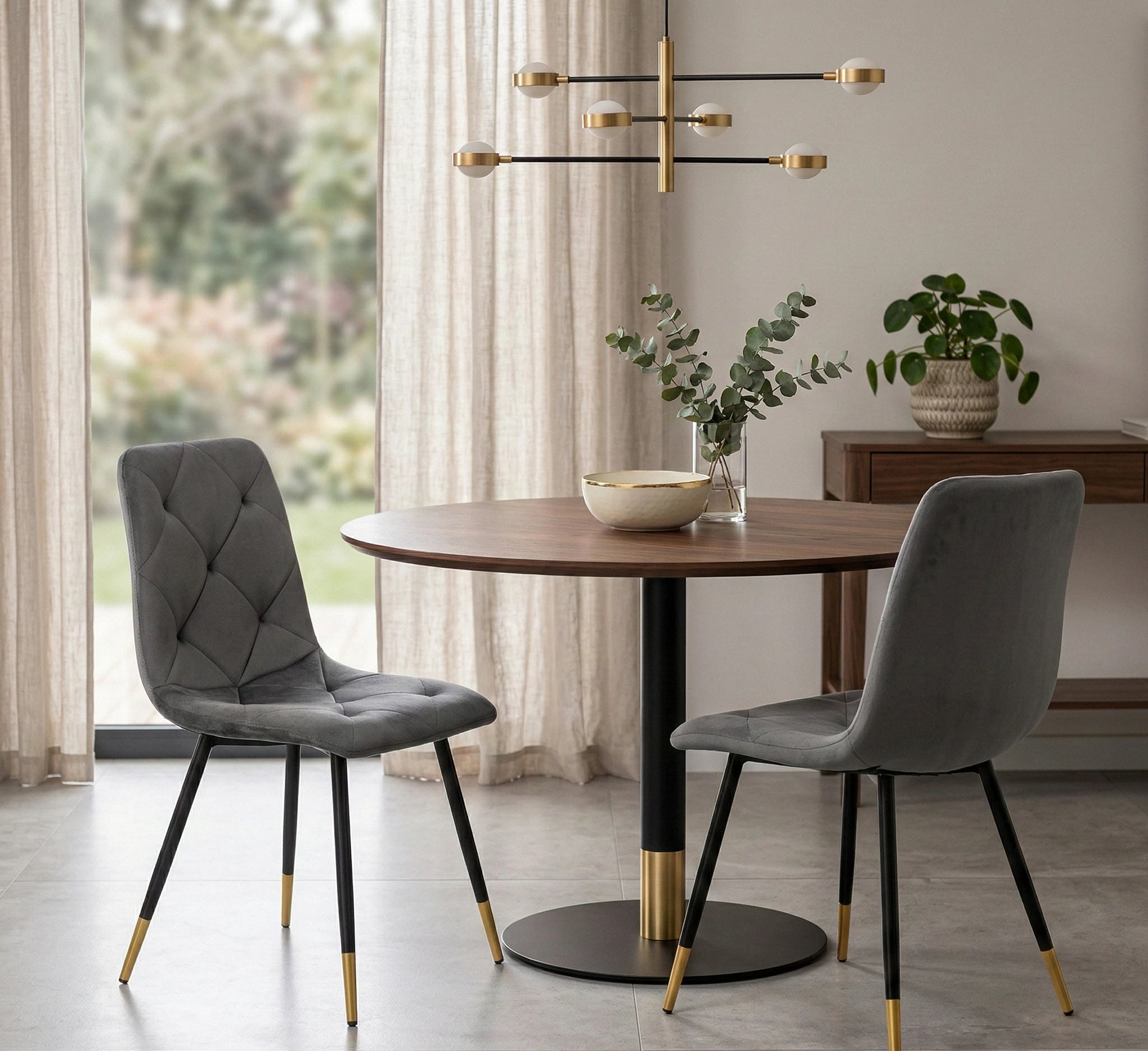 Scaun gri inchis K438, stofa catifelata/metal, 45x50x86 cm