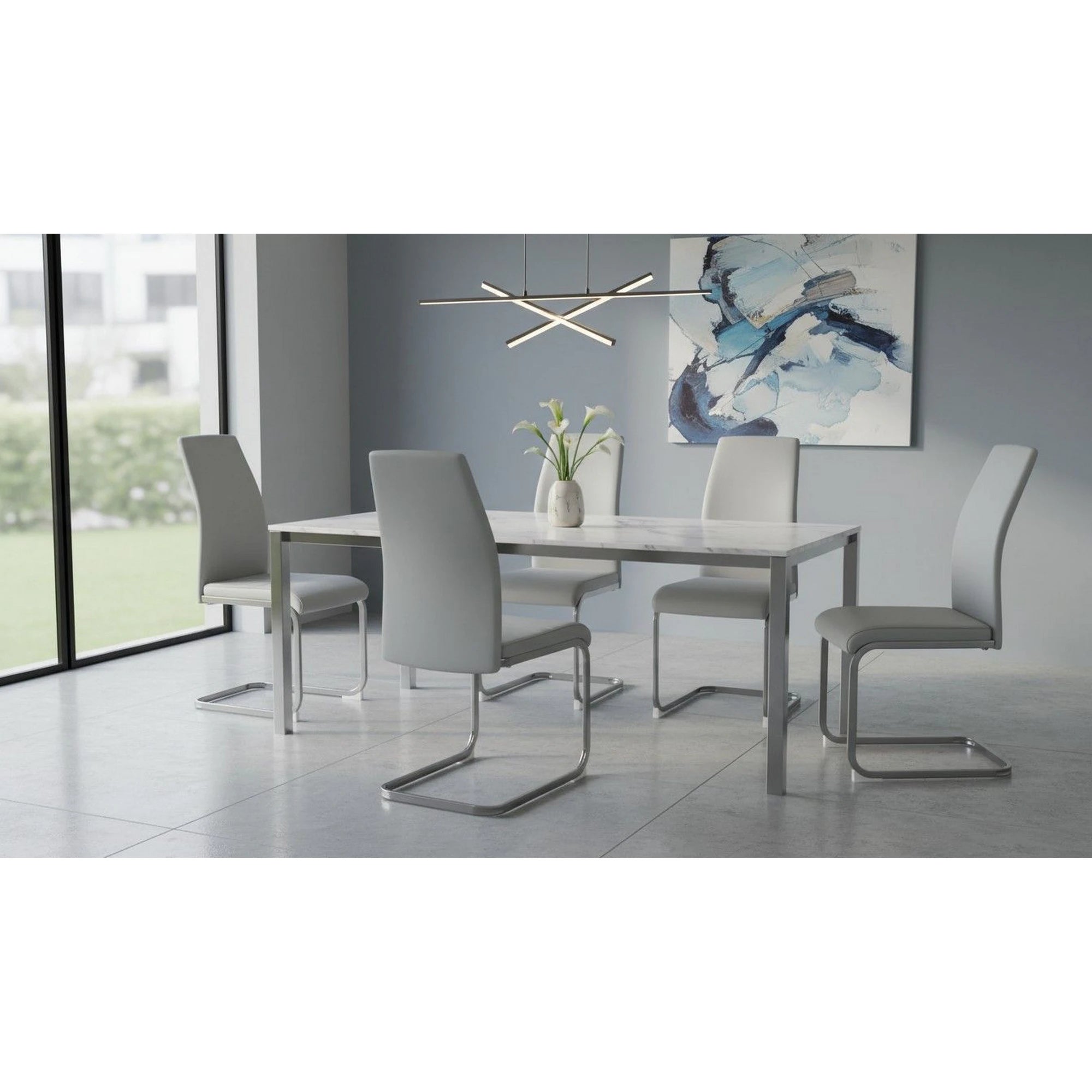 Scaun NOBATA, gri deschis, piele ecologica/metal, 42x56x99 cm