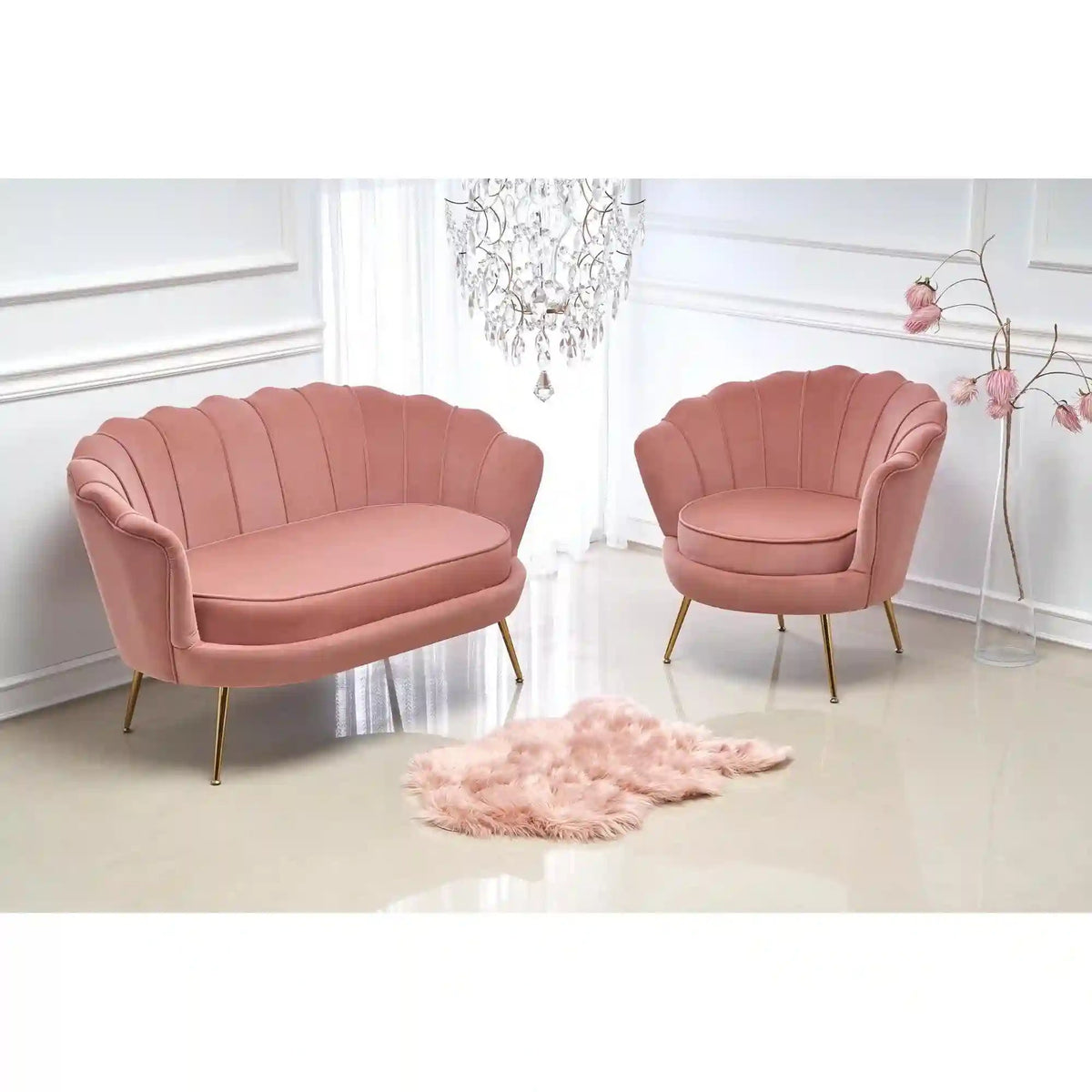 Canapea AMORINITO XL, roz/auriu, 131x77x77 cm