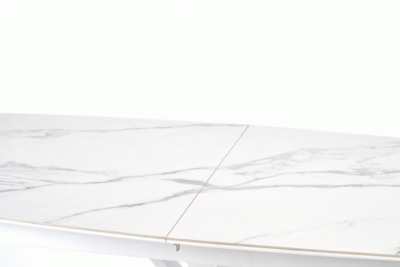 Masa living extensibila alba VIVALDI, ceramica/metal, 160/200x90x78 cm