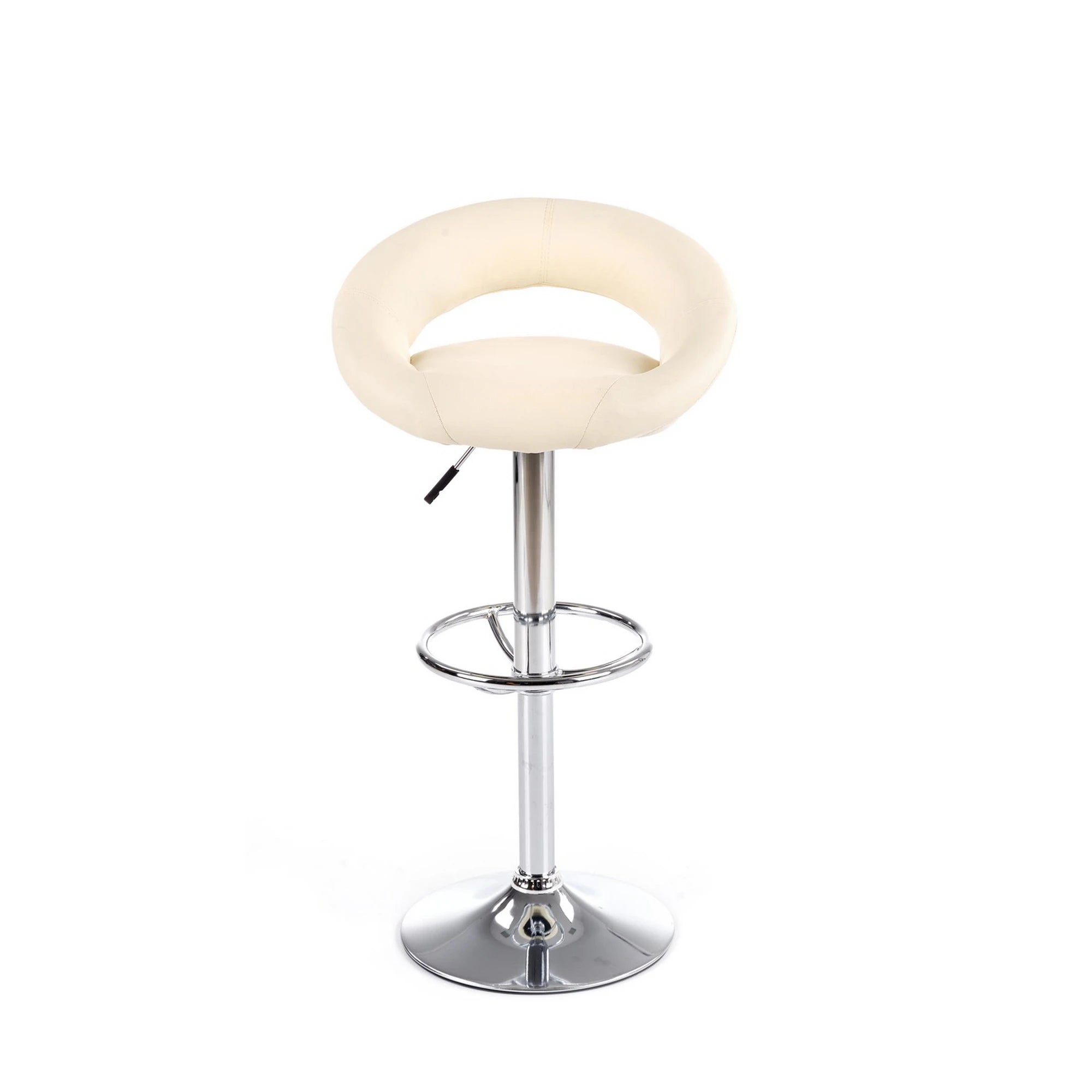 Scaun bar H15, crem/crom, piele ecologica/metal, 54x46x80/102 cm