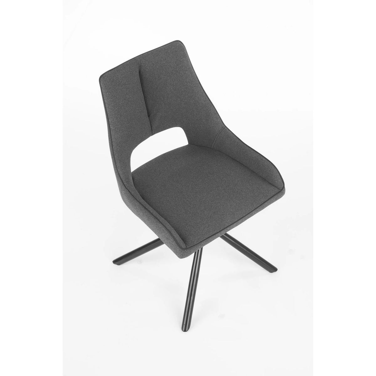 Scaun tapitat K409, gri inchis/negru, stofa clasica/metal, 49x52x84 cm