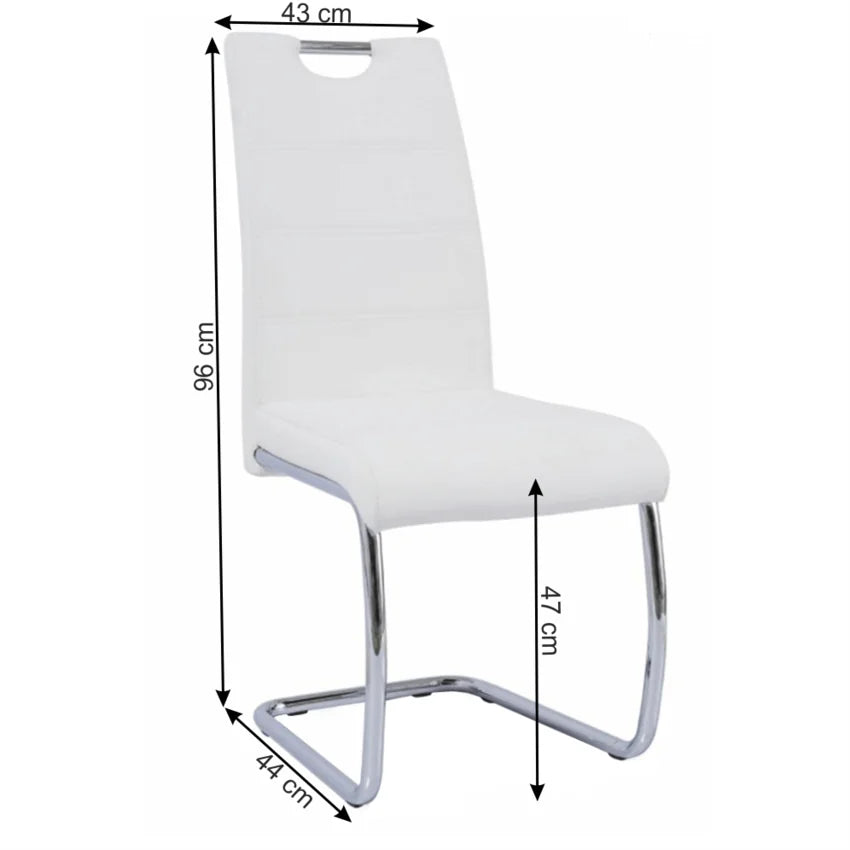 Scaun ABIRA NEW, alb/crom, piele ecologica/metal, 43x44x96 cm