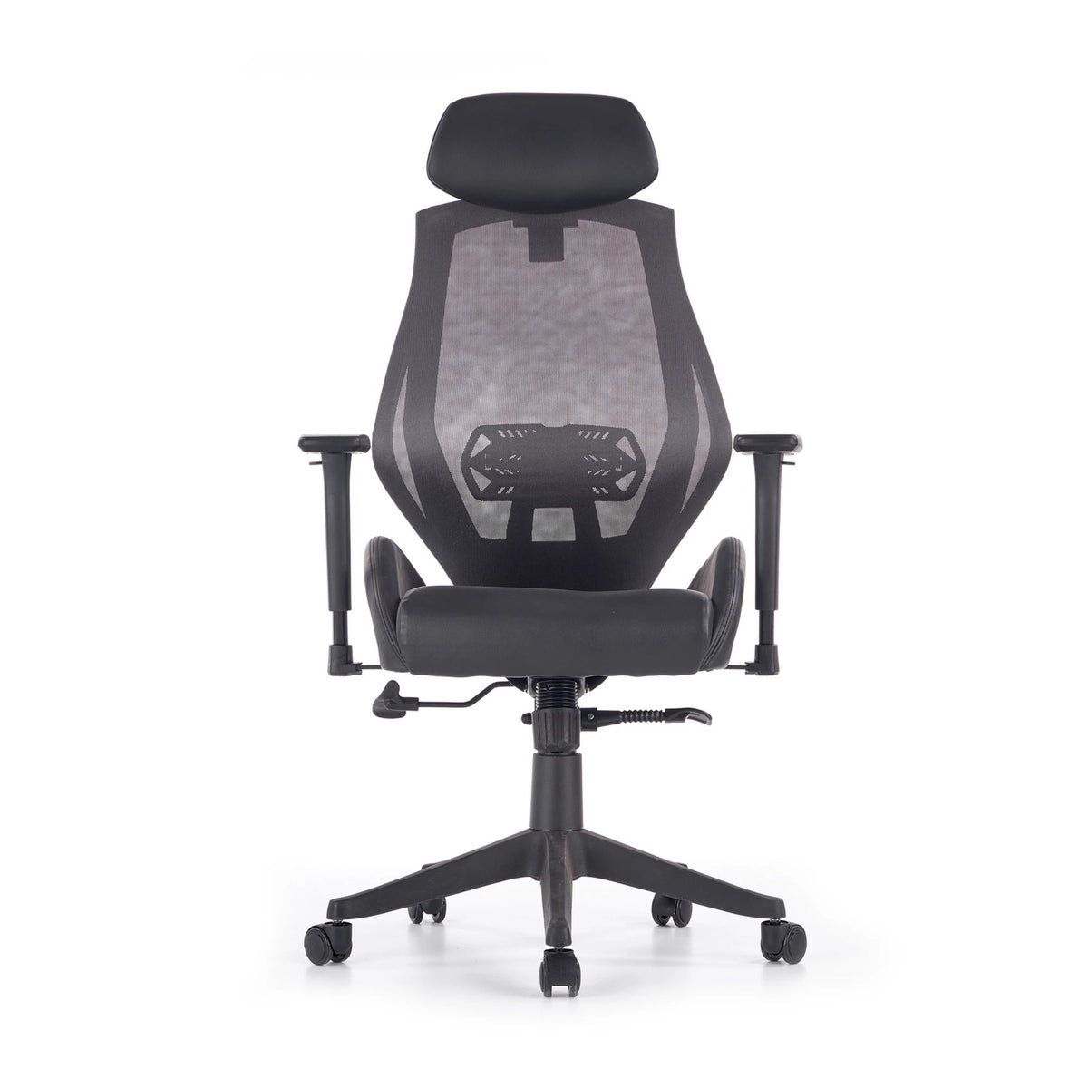 Scaun de birou HASEL, gri, piele ecologica/plasa, 68x78x110/118 cm