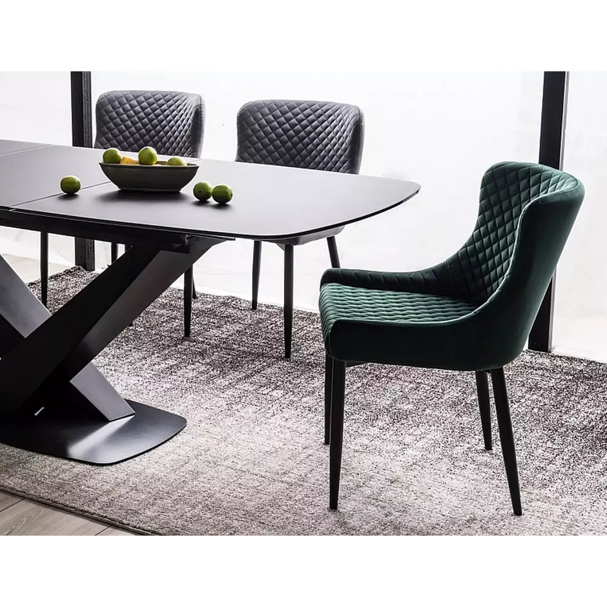 Scaun de dining COLIN B, gri/negru, stofa catifelata/metal, 52x45x82 cm
