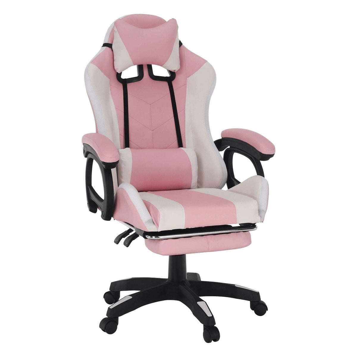 Scaun de birou JOVELA, roz/alb, piele ecologica, 65x65x114/124 cm