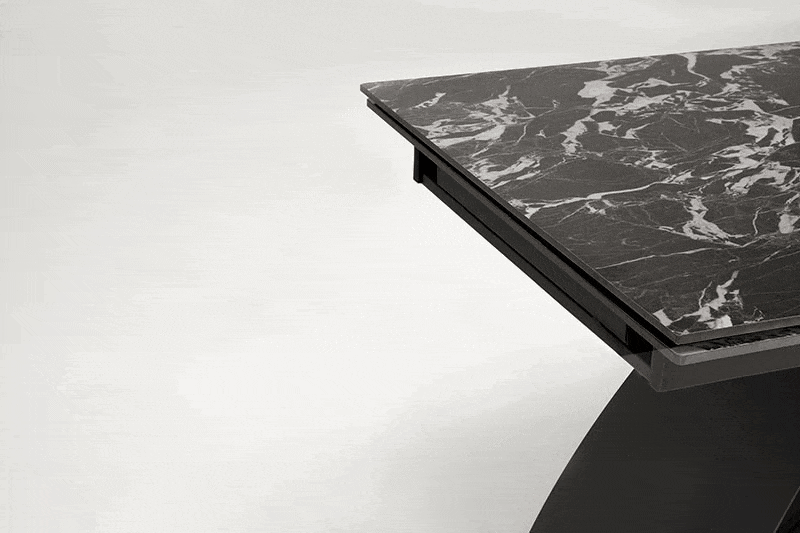 Masa extensibila HILARIO, negru, piatra sinterizata/metal, 180/260x90x75 cm