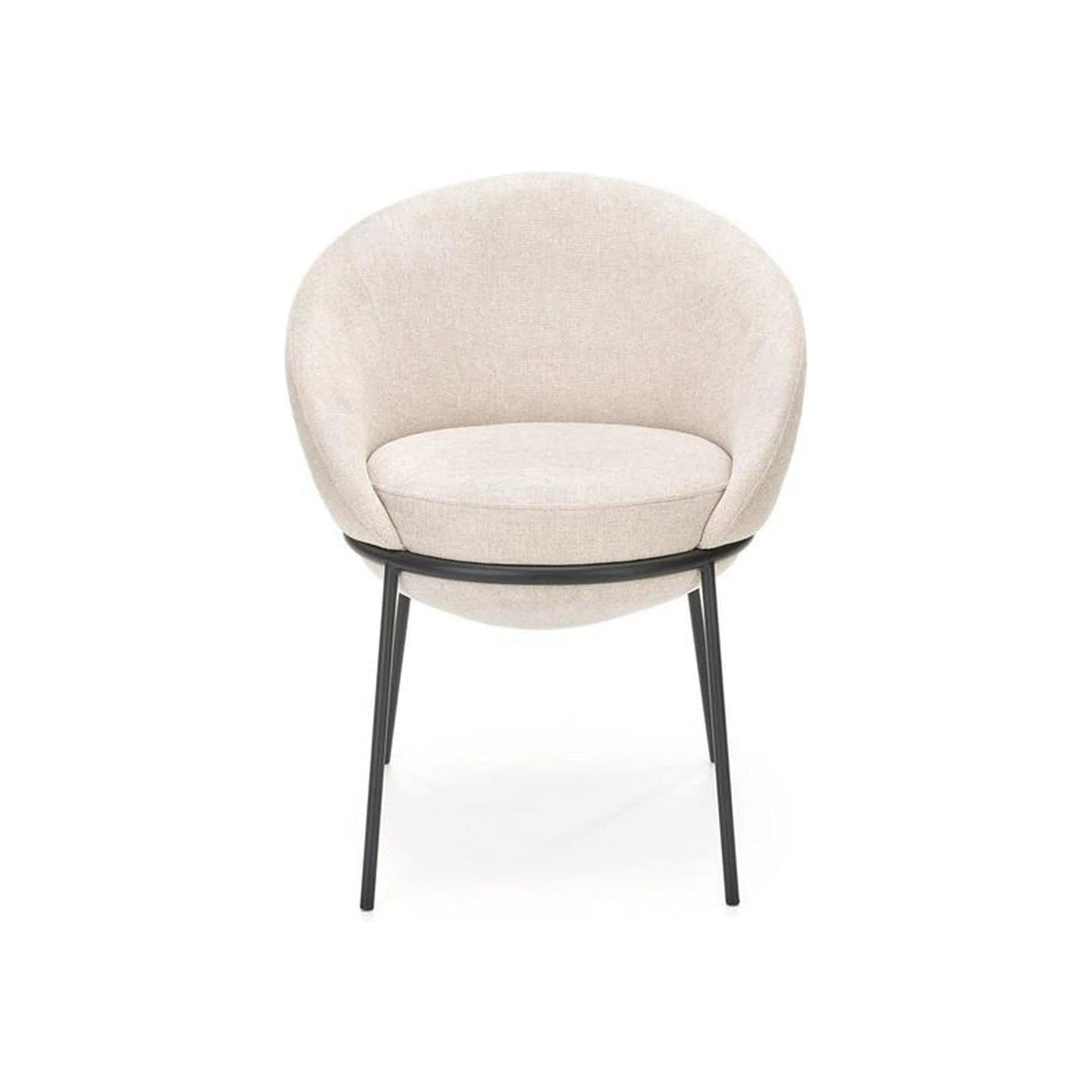 Saun tapitat dining K482, bej/negru, stofa clasica/metal, 61x59x78 cm