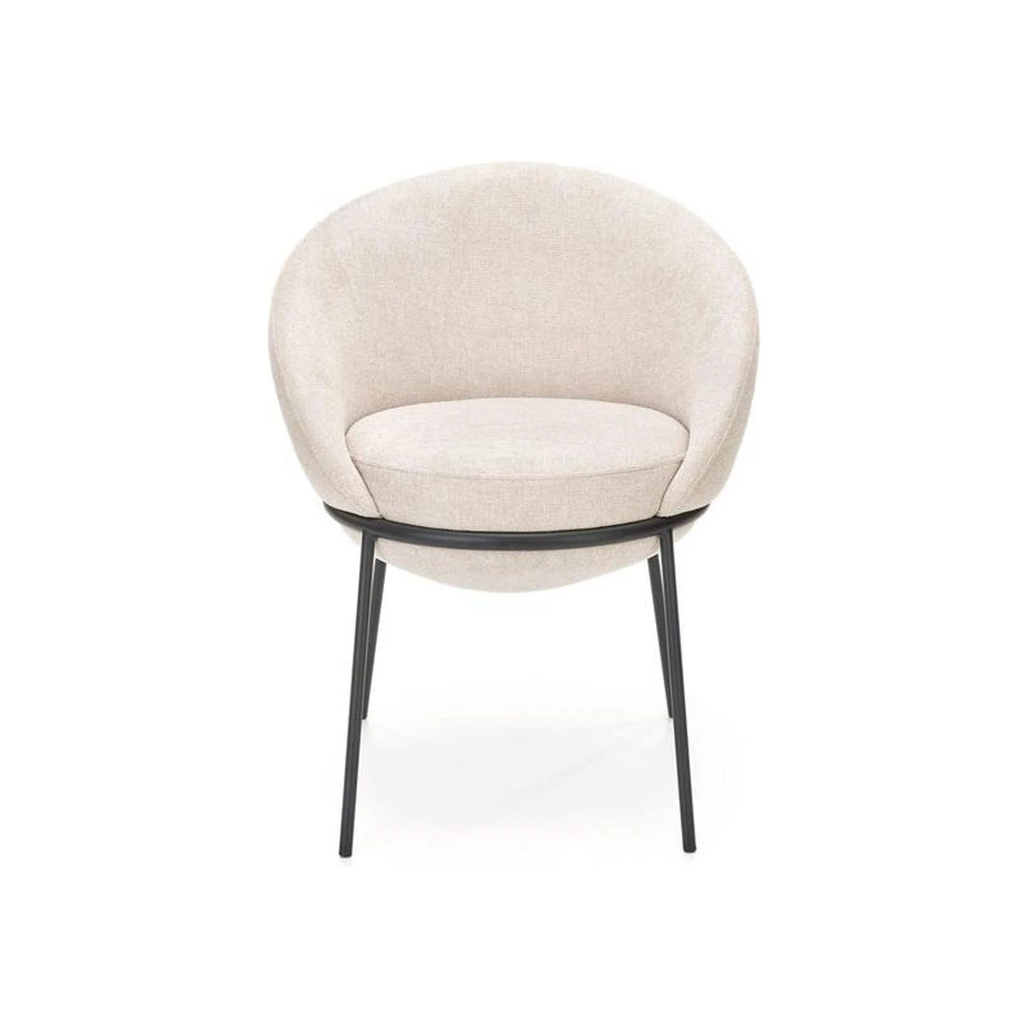 Saun tapitat dining K482, bej/negru, stofa clasica/metal, 61x59x78 cm