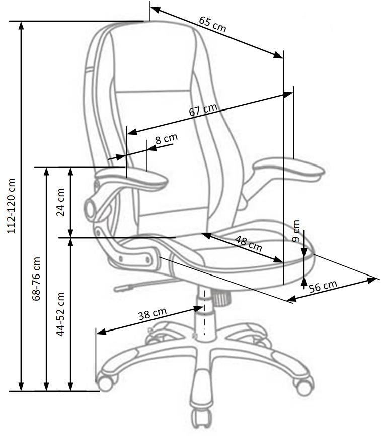 Scaun de birou SATURN, alb, piele ecologica perforata, 67x65x112/120 cm