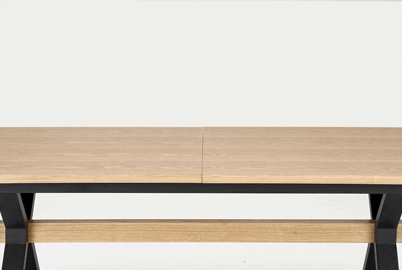 Masa extensibila HENRY, stejar/negru, furnir/metal, 180/300x100x75 cm