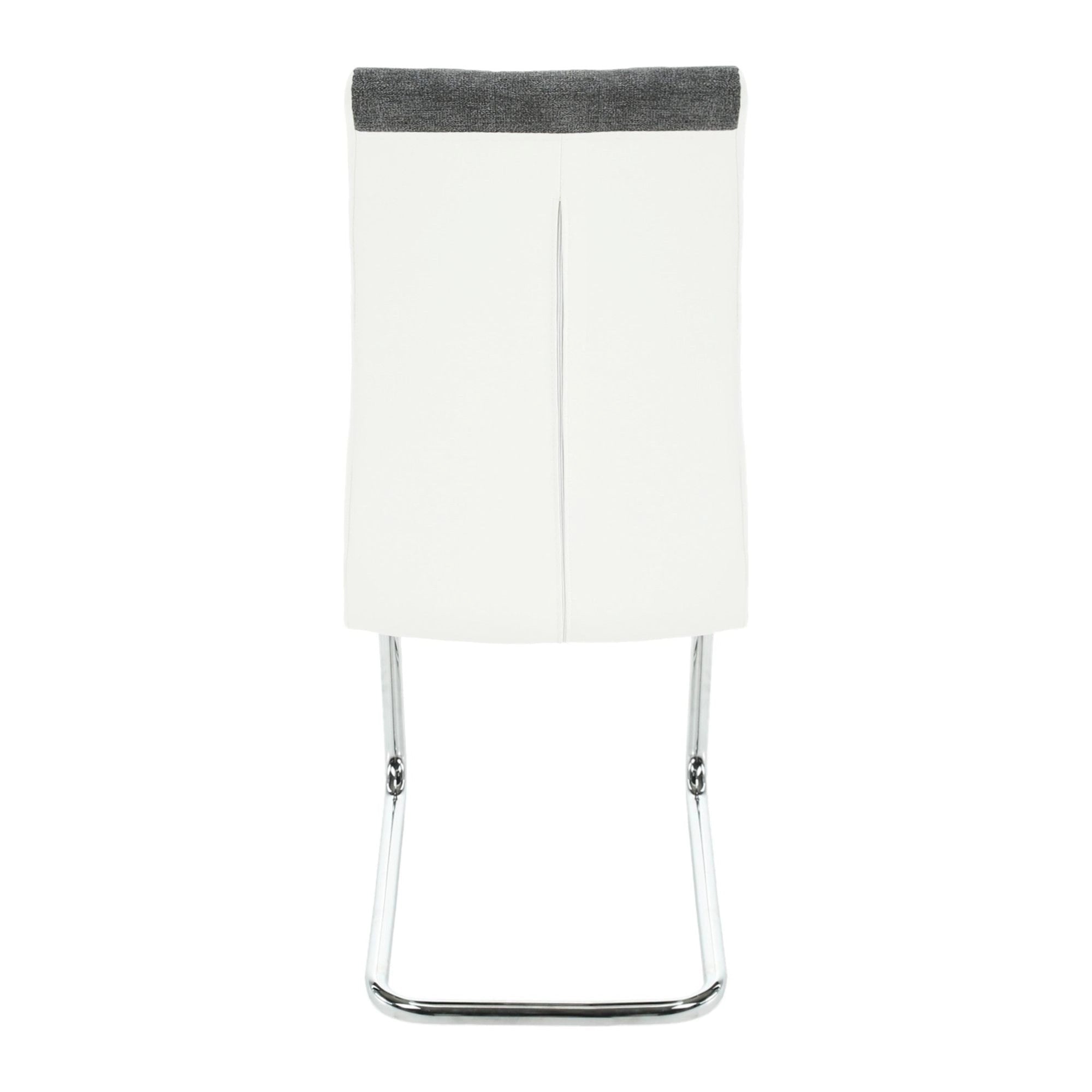 Scaun SALOMA NEW, gri/alb/crom, stofa clasica/piele ecologica/metal, 42x57x105 cm