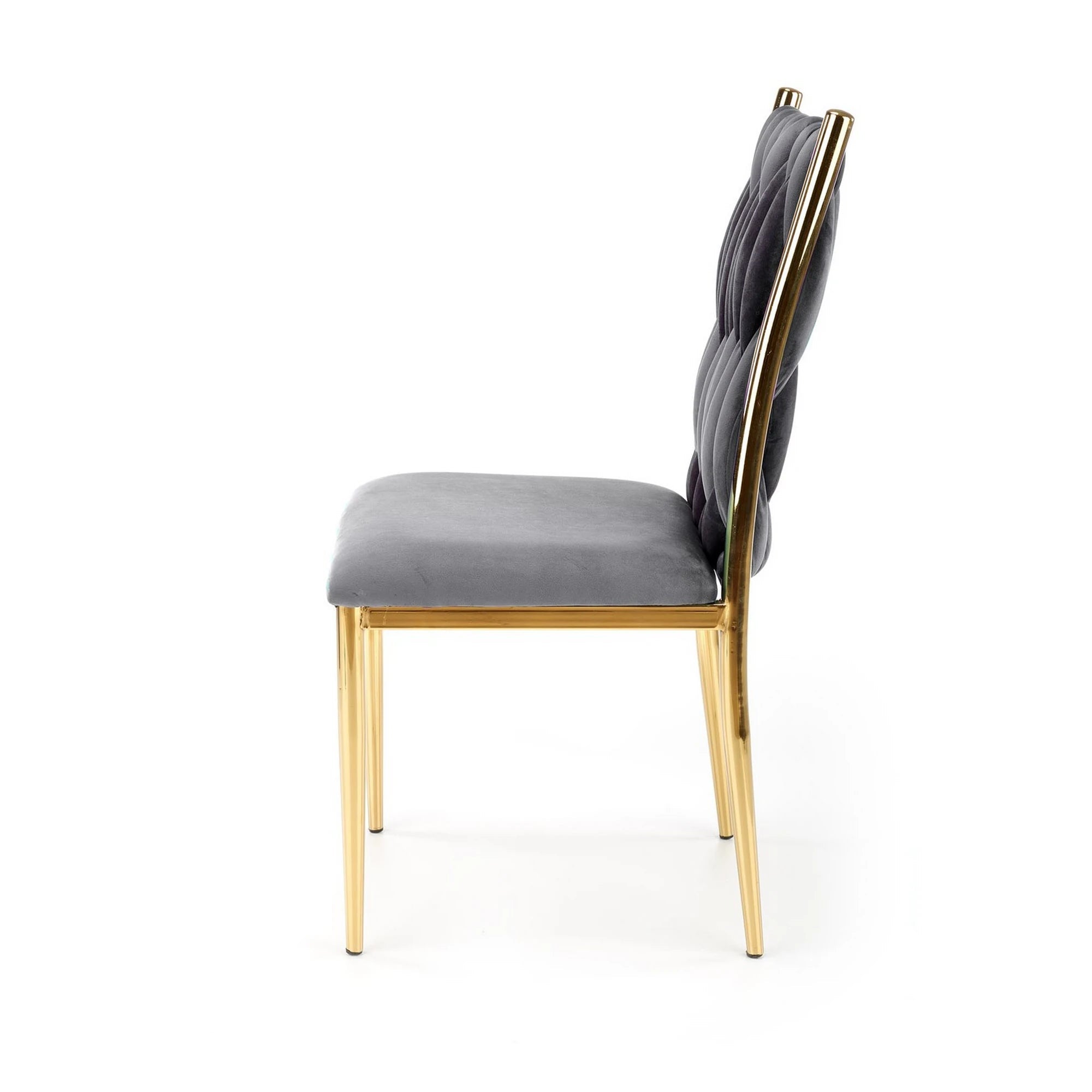 Scaun K436, gri/auriu, stofa catifelata/metal, 48x55x94 cm