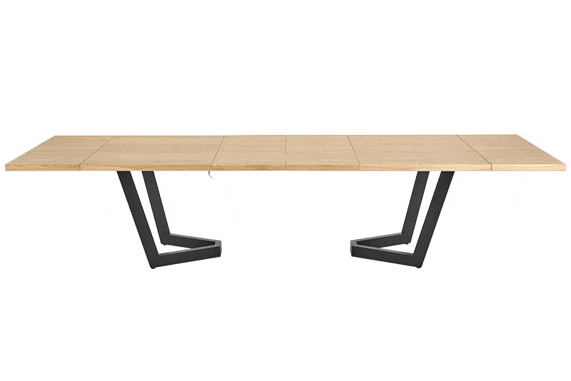 Masa extensibila MASSIVE 2, stejar natural/negru, PAL furniruit/otel, 160-250x90x77 cm