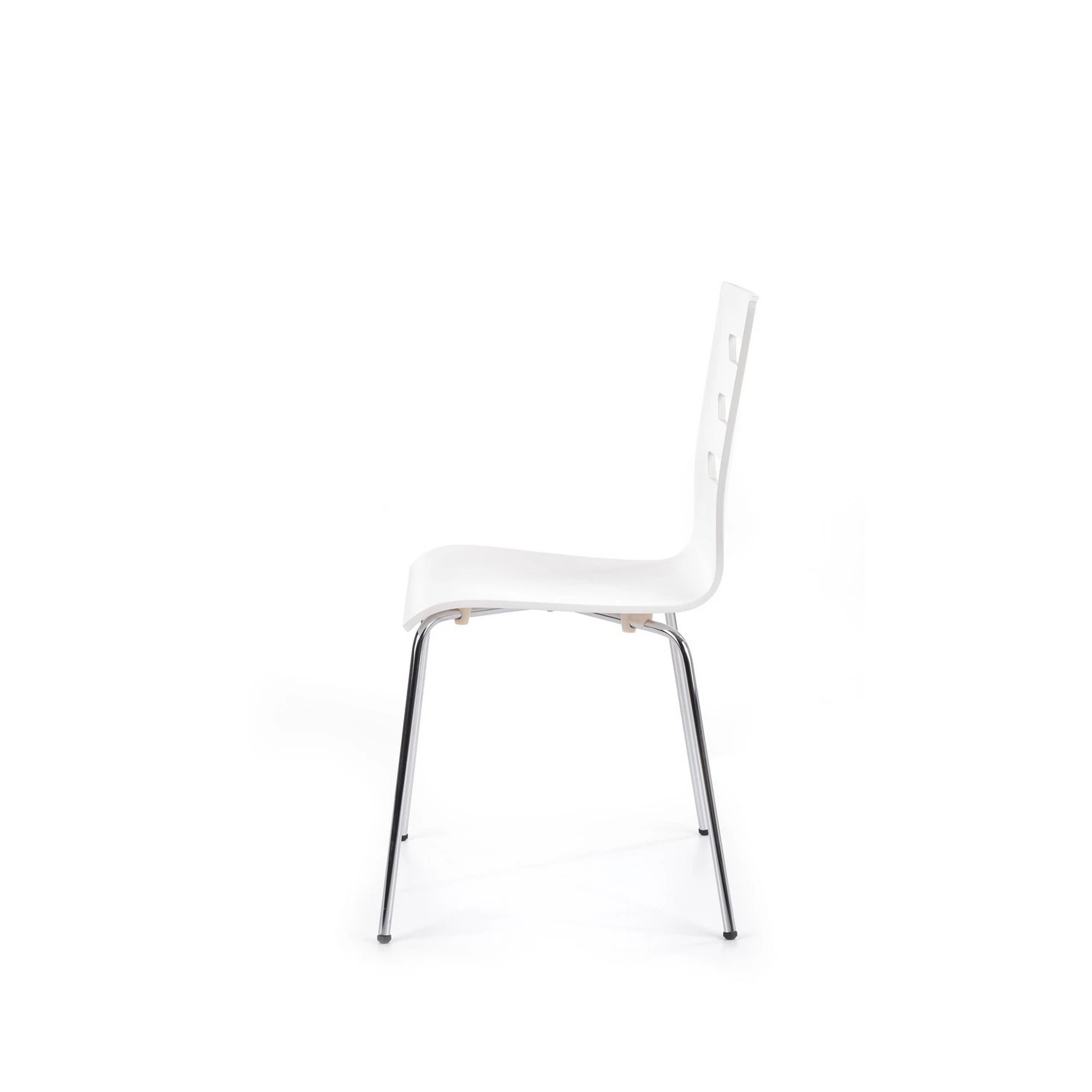 Scaun K155, alb/crom, placaj indoit/metal, 43x47x85 cm
