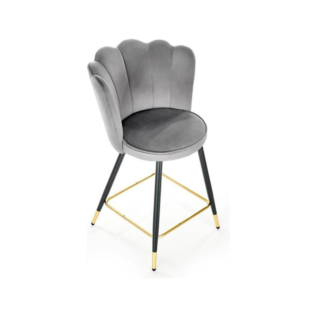 Scaun bar H106, gri/negru, stofa catifelata/otel, 55x58x96 cm