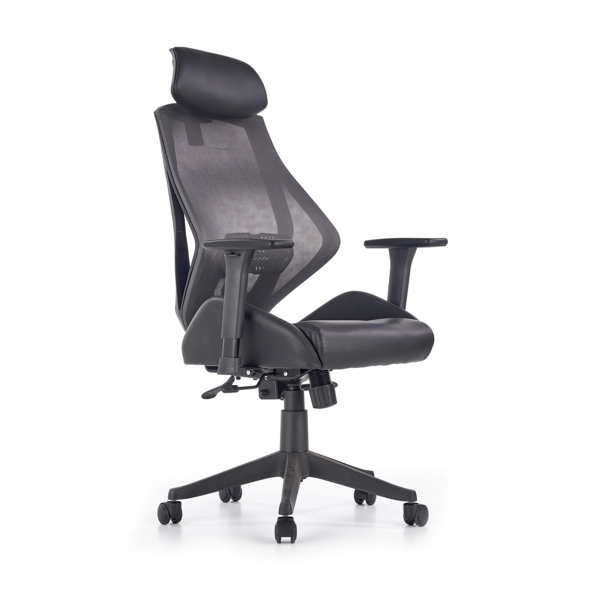 Scaun de birou HASEL, gri, piele ecologica/plasa, 68x78x110/118 cm