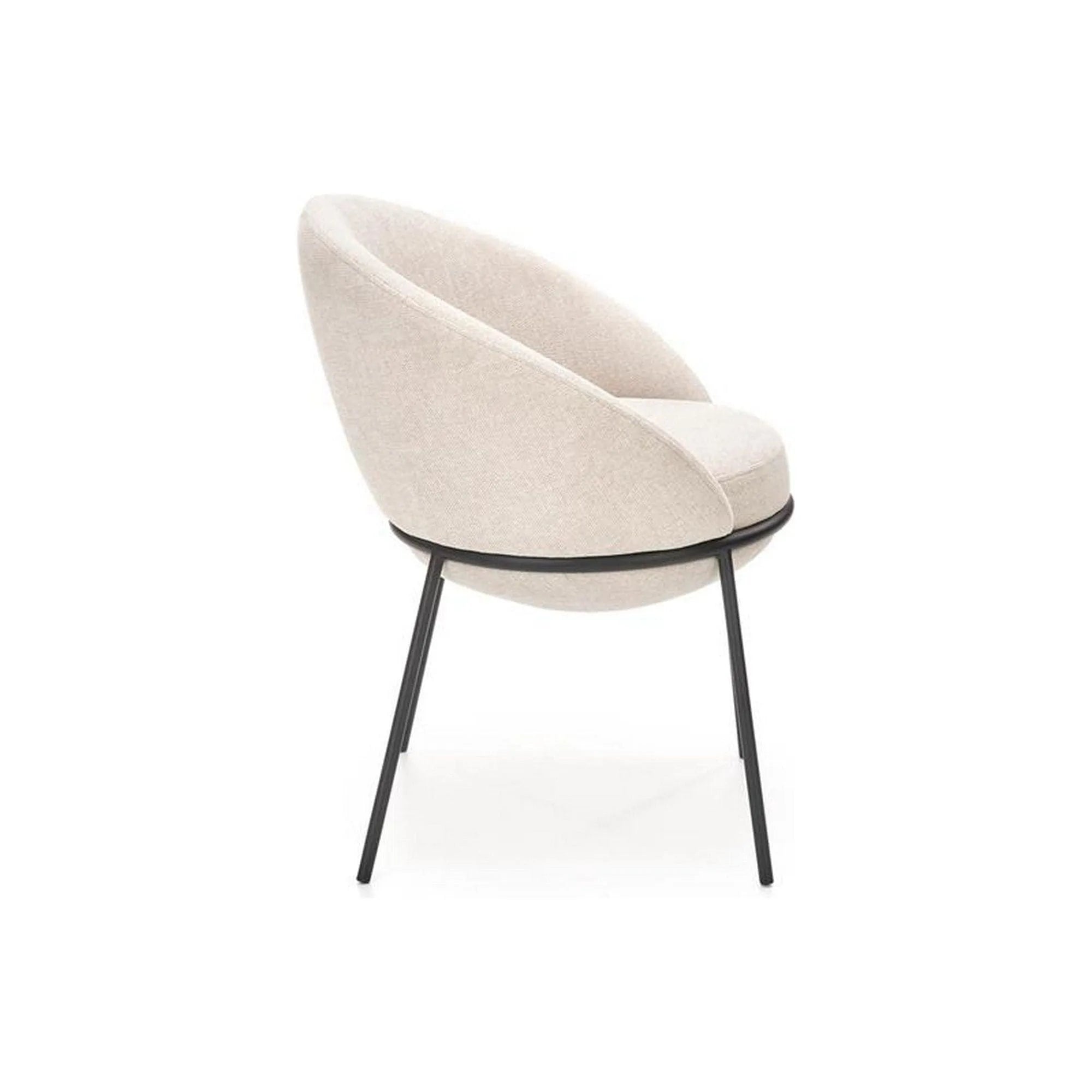 Saun tapitat dining K482, bej/negru, stofa clasica/metal, 61x59x78 cm