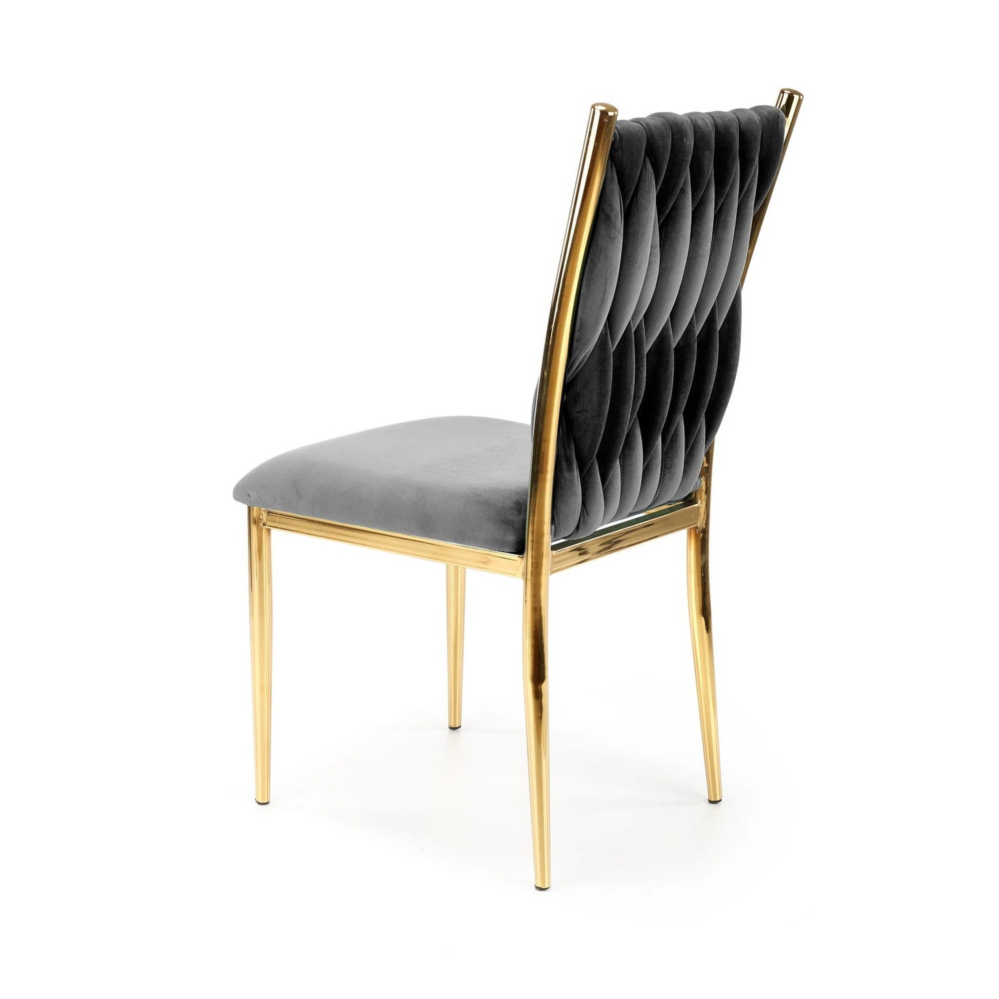 Scaun K436, gri/auriu, stofa catifelata/metal, 48x55x94 cm