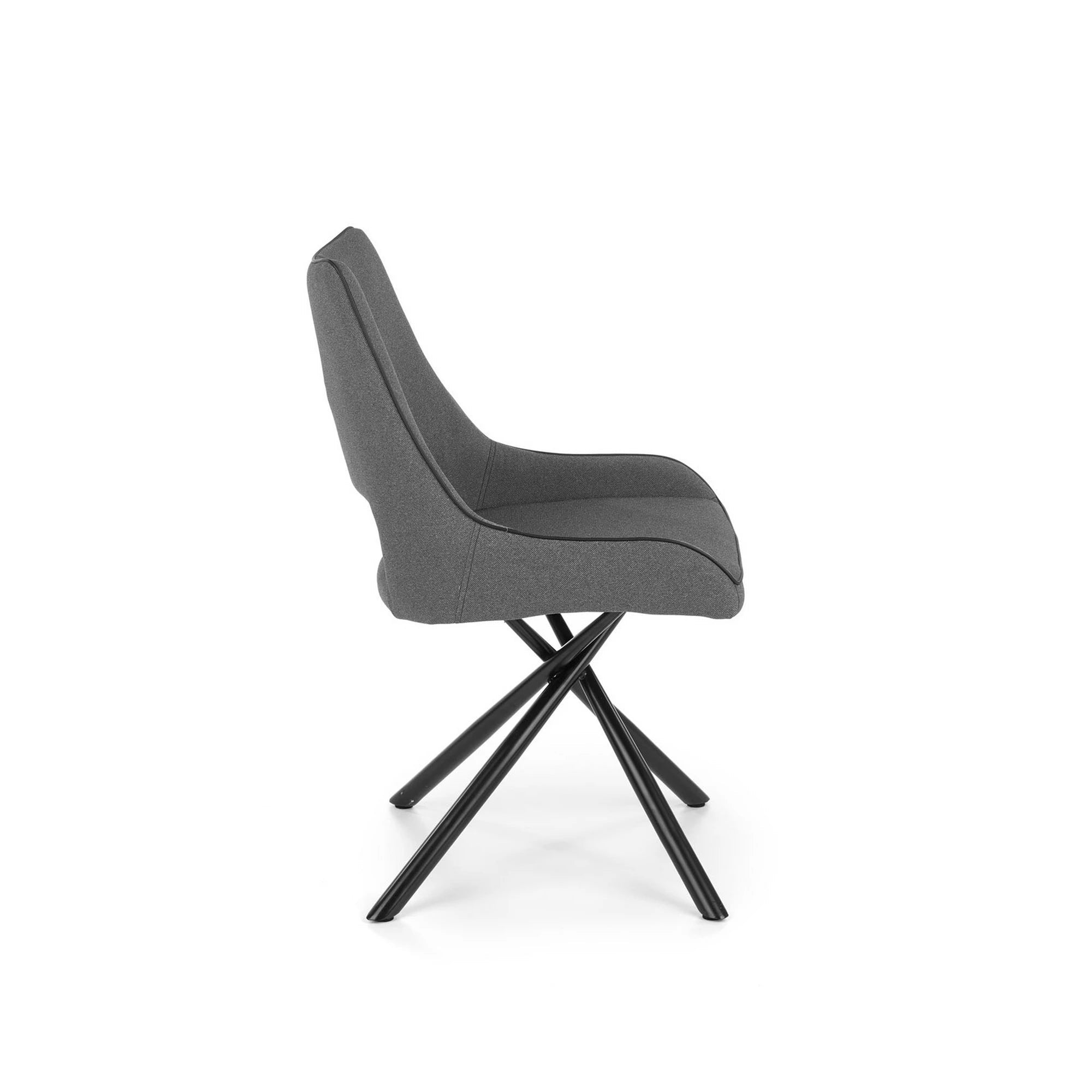 Scaun tapitat K409, gri inchis/negru, stofa clasica/metal, 49x52x84 cm