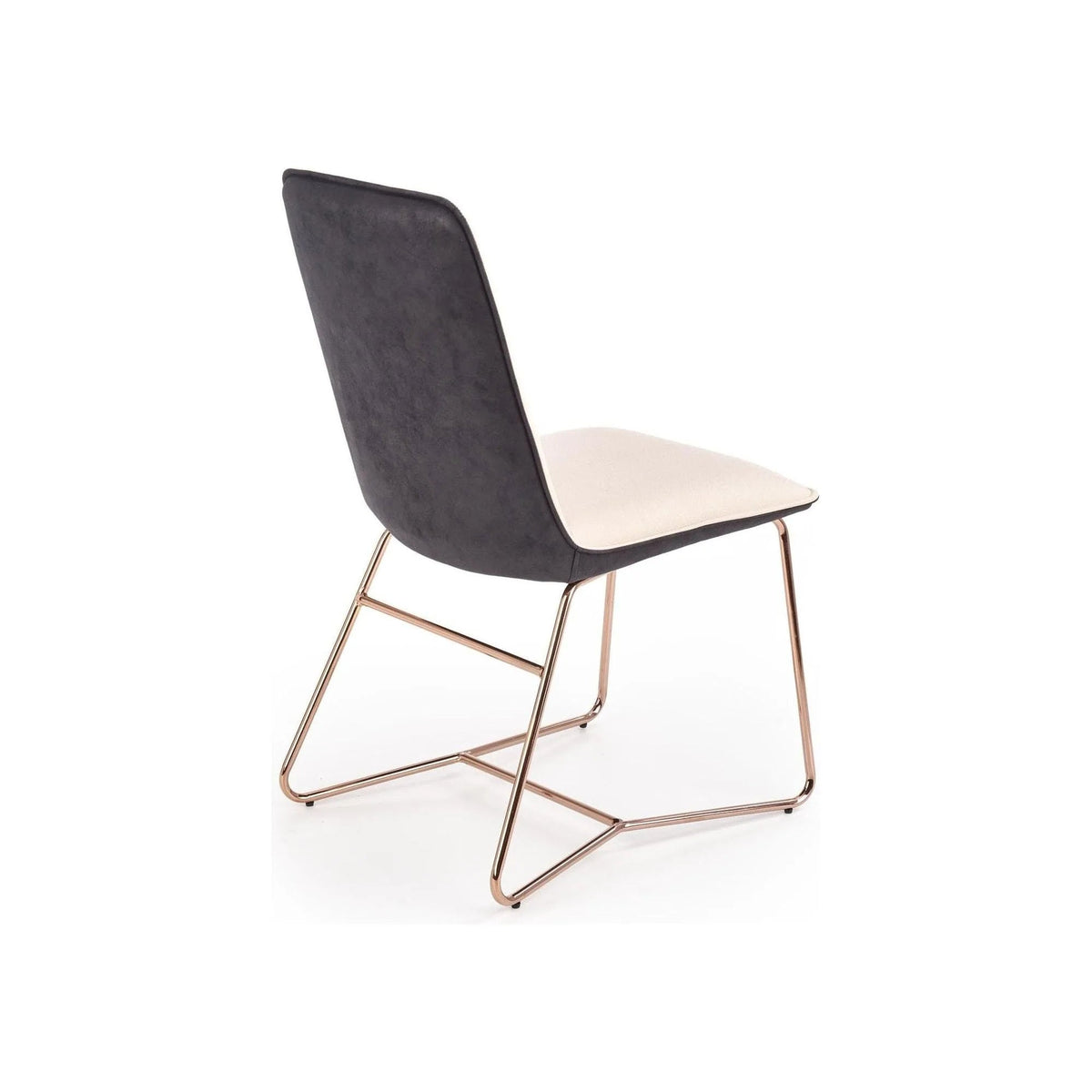 Scaun tapitat K390, crem/gri inchis/roz auriu, stofa/piele ecologica/metal, 46x60x90 cm