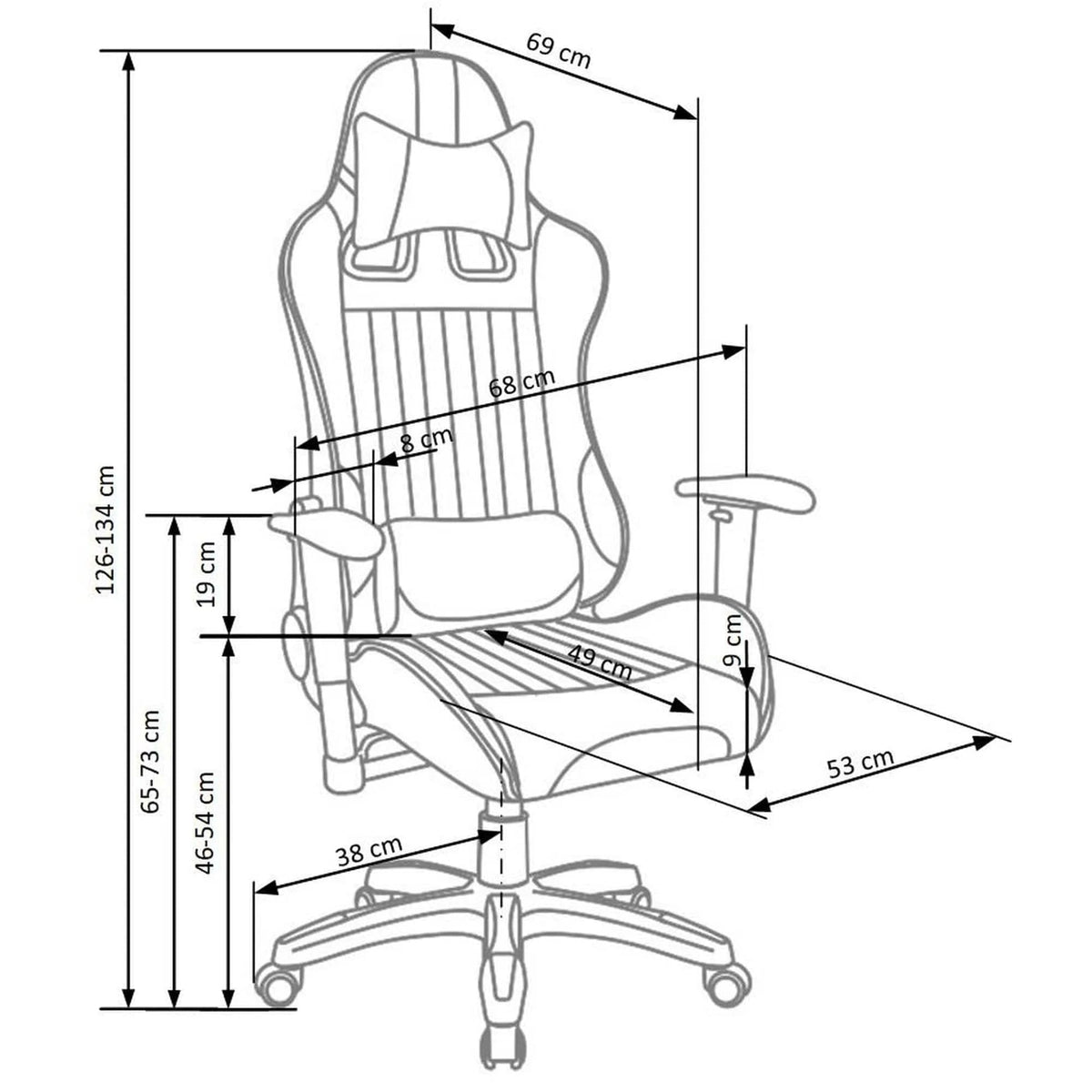 Scaun gaming DEFENDER, rosu/negru, piele ecologica, 68x69x126/134 cm