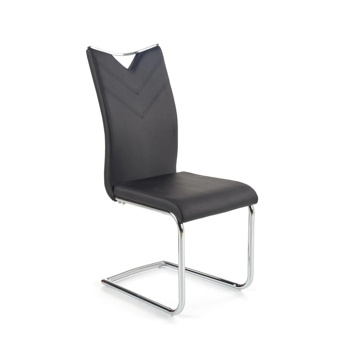 Scaun tapitat K224, negru/crom, piele ecologica/metal, 44X54X100 CM