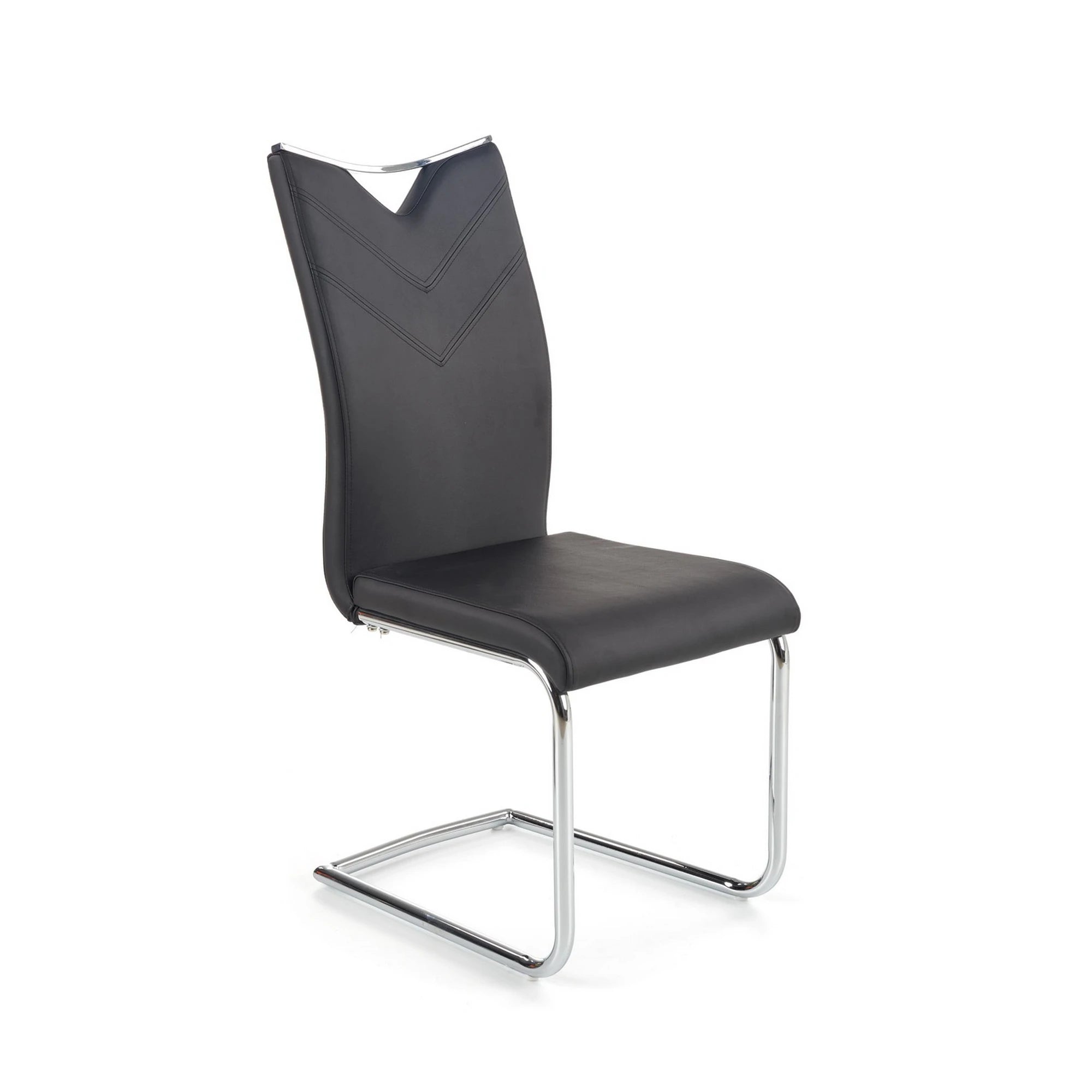 Scaun tapitat K224, negru/crom, piele ecologica/metal, 44X54X100 CM