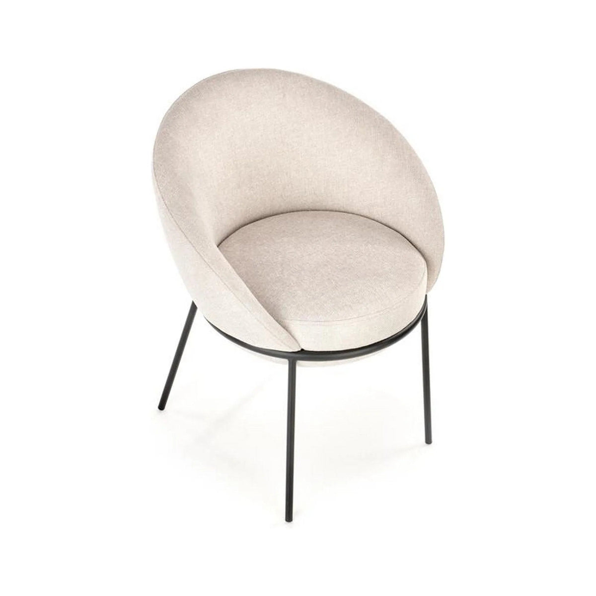 Saun tapitat dining K482, bej/negru, stofa clasica/metal, 61x59x78 cm