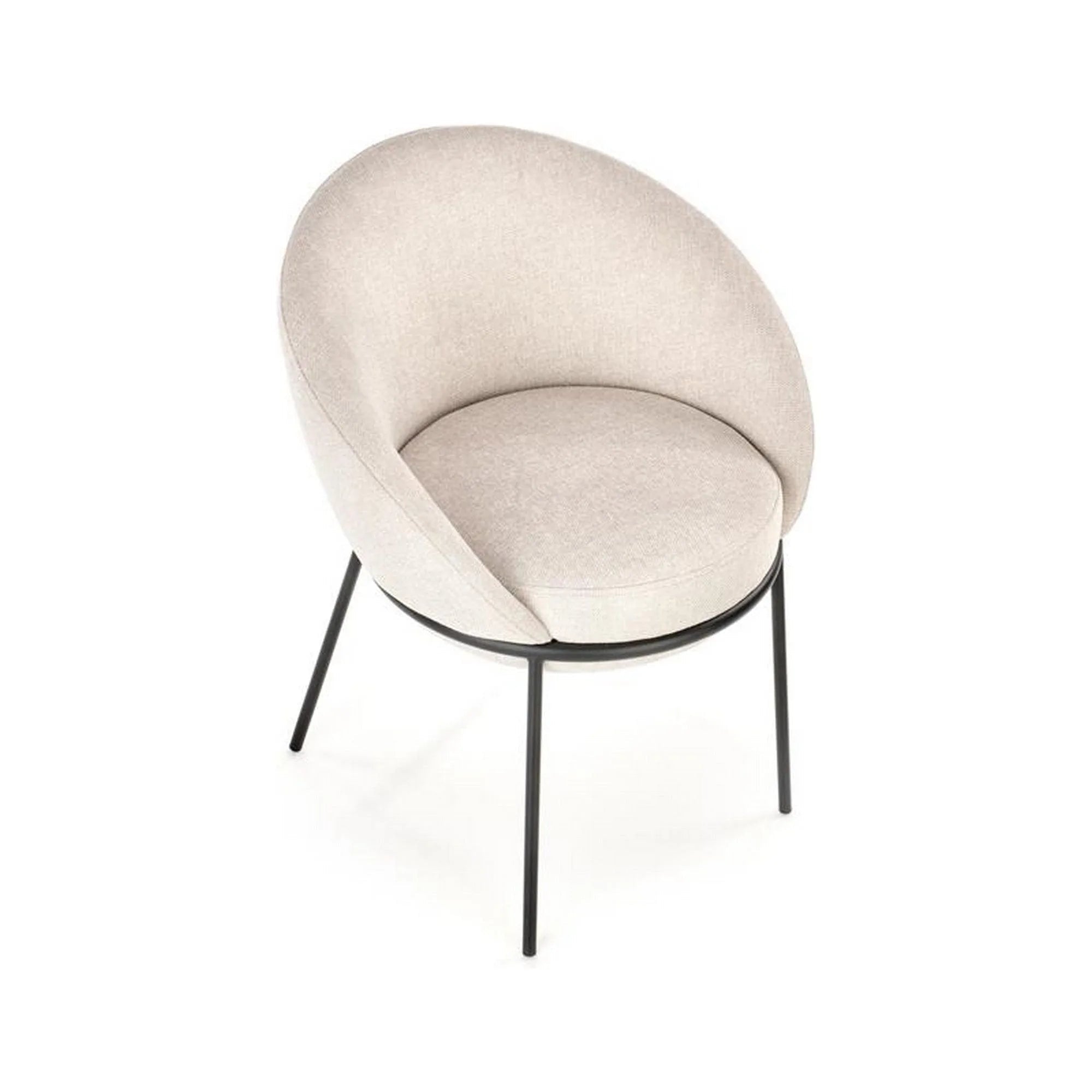Saun tapitat dining K482, bej/negru, stofa clasica/metal, 61x59x78 cm