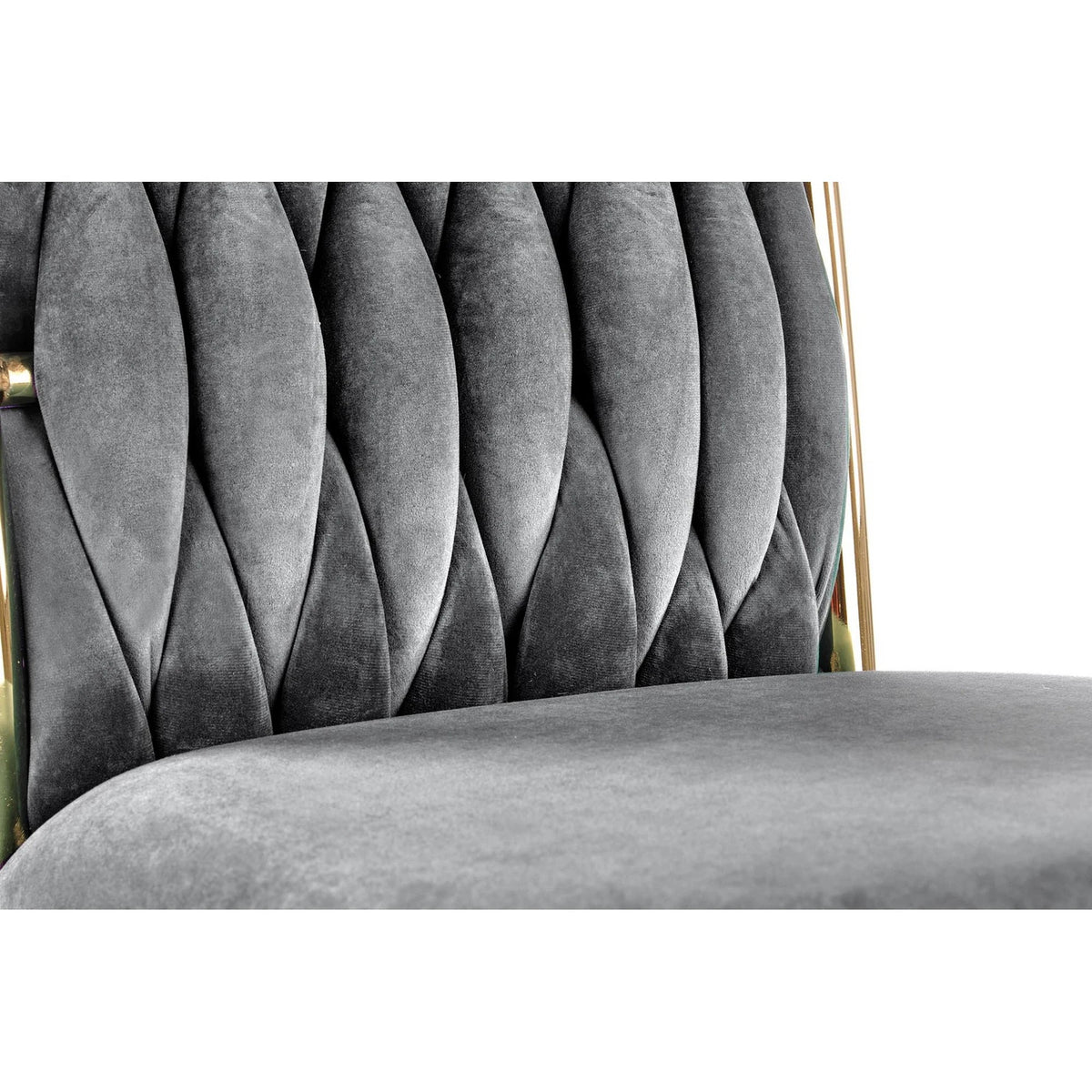 Scaun K436, gri/auriu, stofa catifelata/metal, 48x55x94 cm
