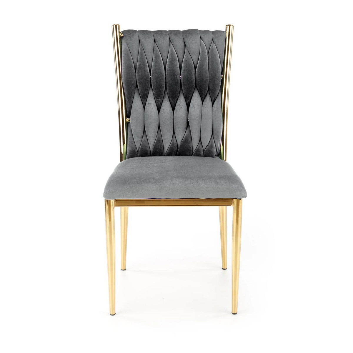 Scaun K436, gri/auriu, stofa catifelata/metal, 48x55x94 cm