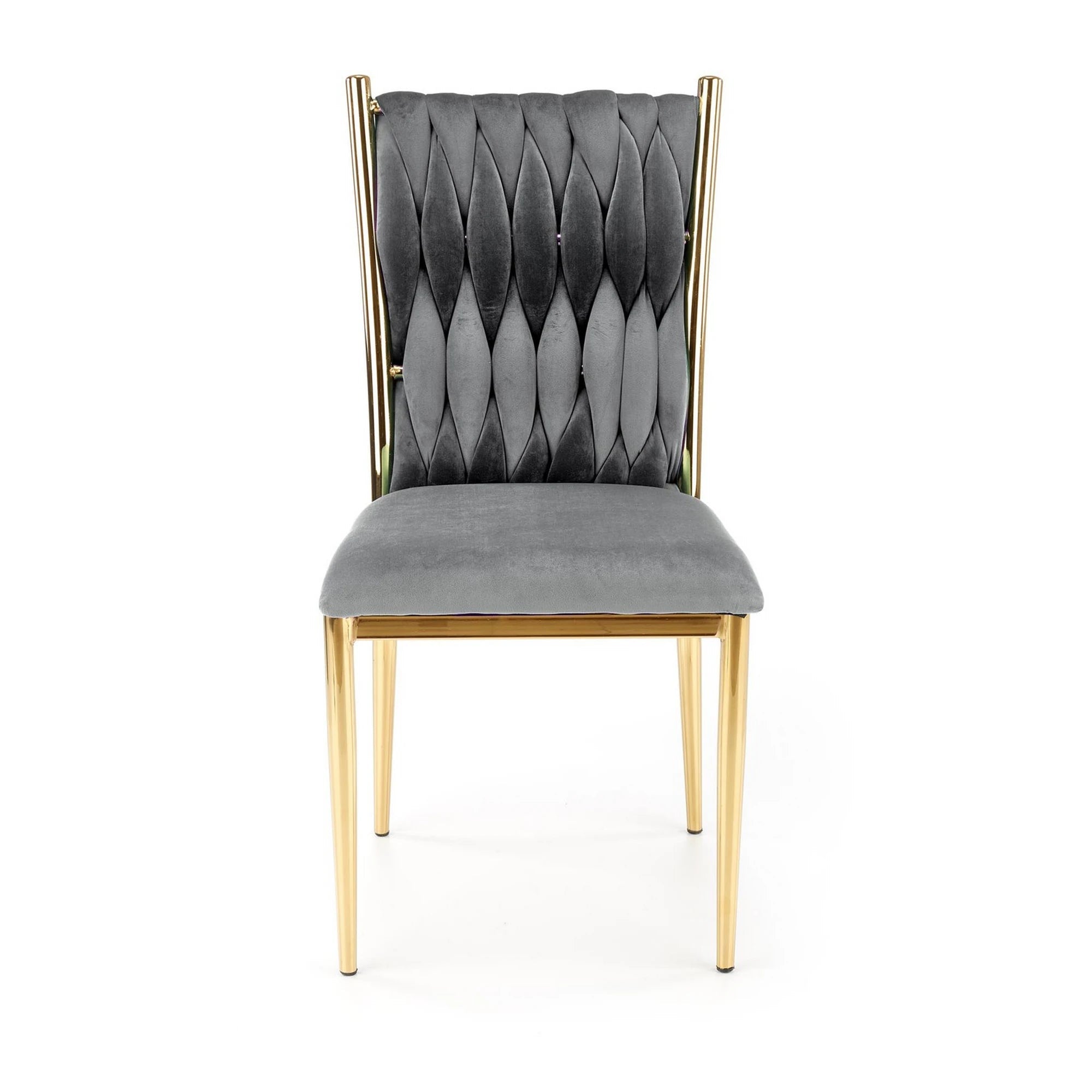 Scaun K436, gri/auriu, stofa catifelata/metal, 48x55x94 cm