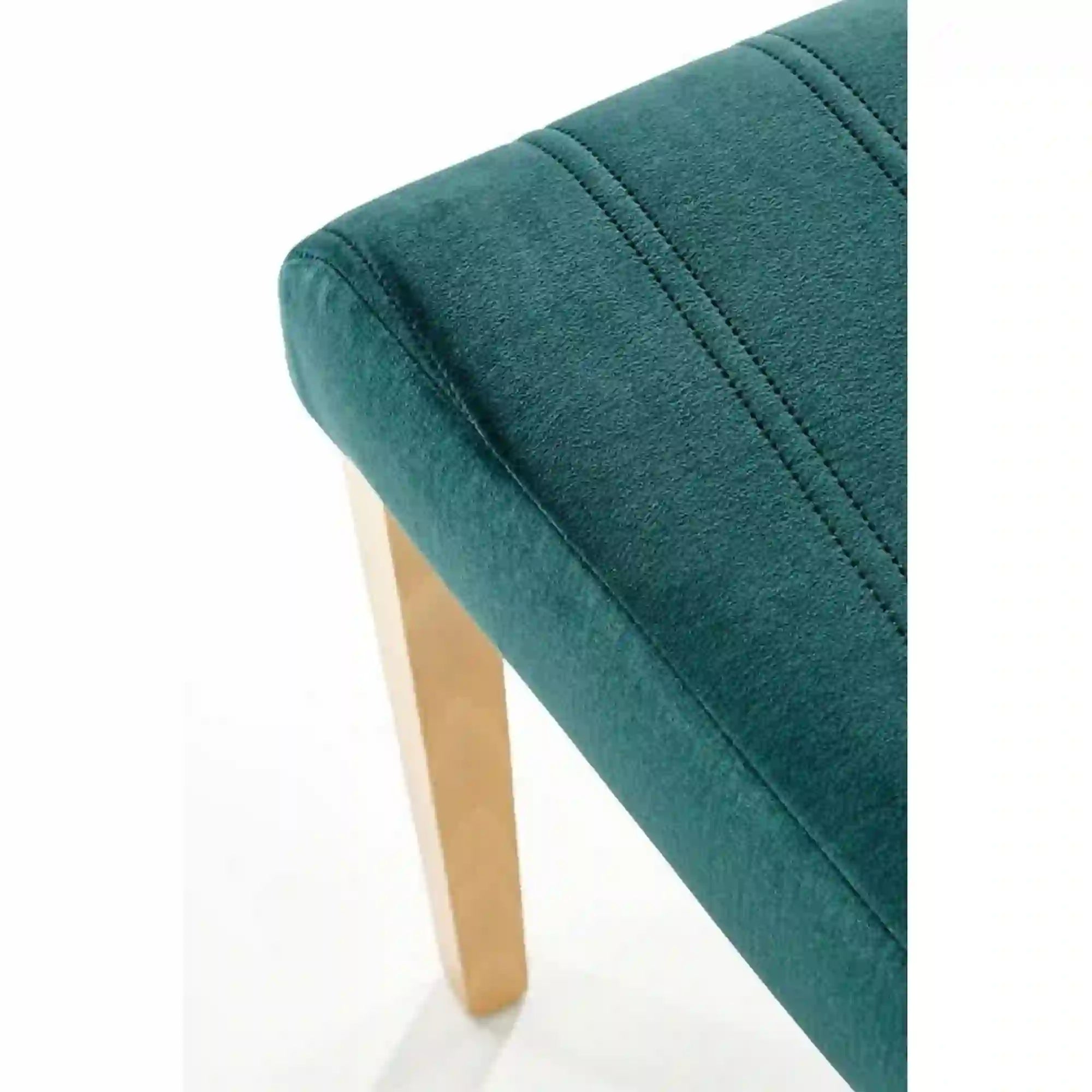 Scaun DIEGO 3, verde/stejar miere, stofa catifelata/lemn de fag, 47x59x99 cm