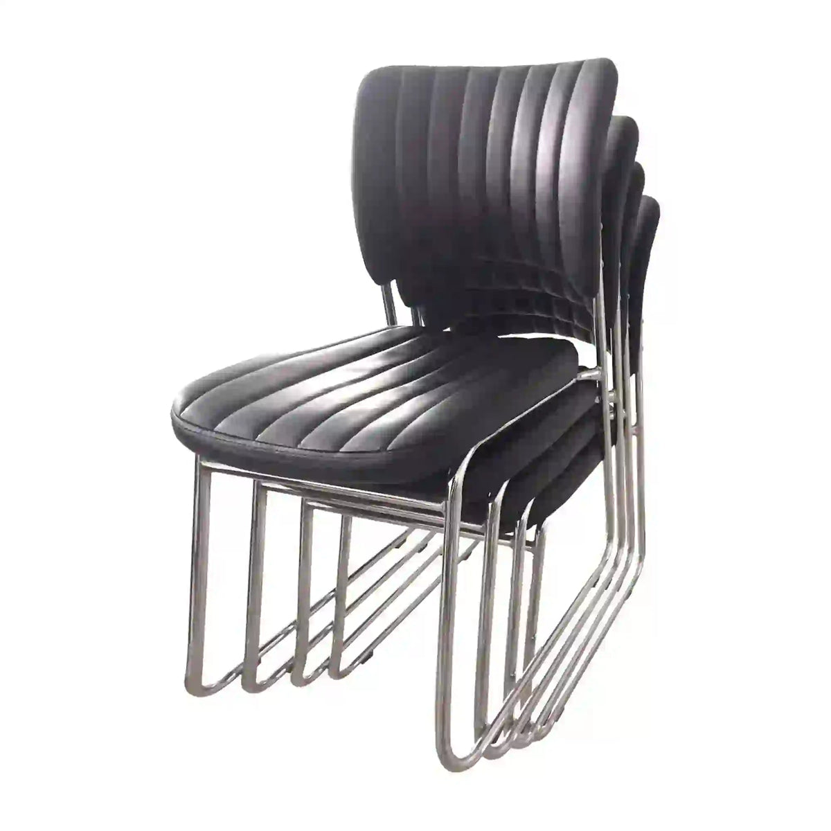 Scaun tapitat Rapid Black, negru/crom, metal/piele ecologica, 48X58X83 CM