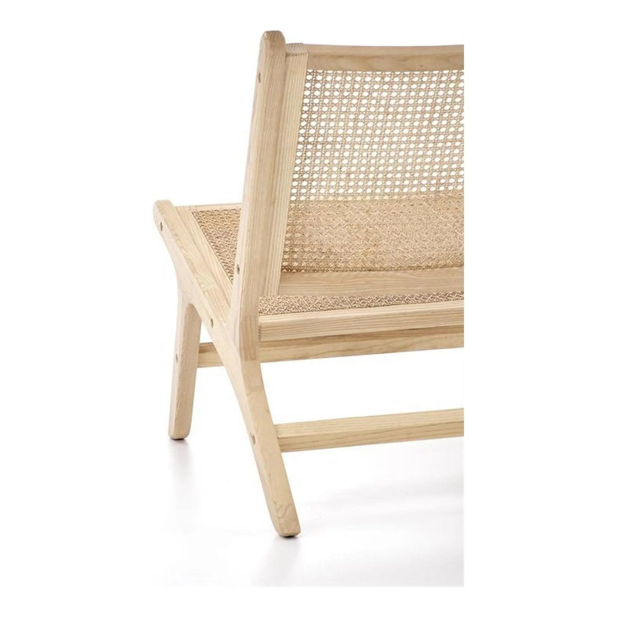 Scaun de gradina FODEN 2, stejar deschis, ratan natural/lemn, 65x82x74 cm