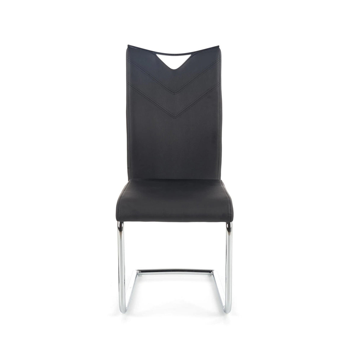 Scaun tapitat K224, negru/crom, piele ecologica/metal, 44X54X100 CM