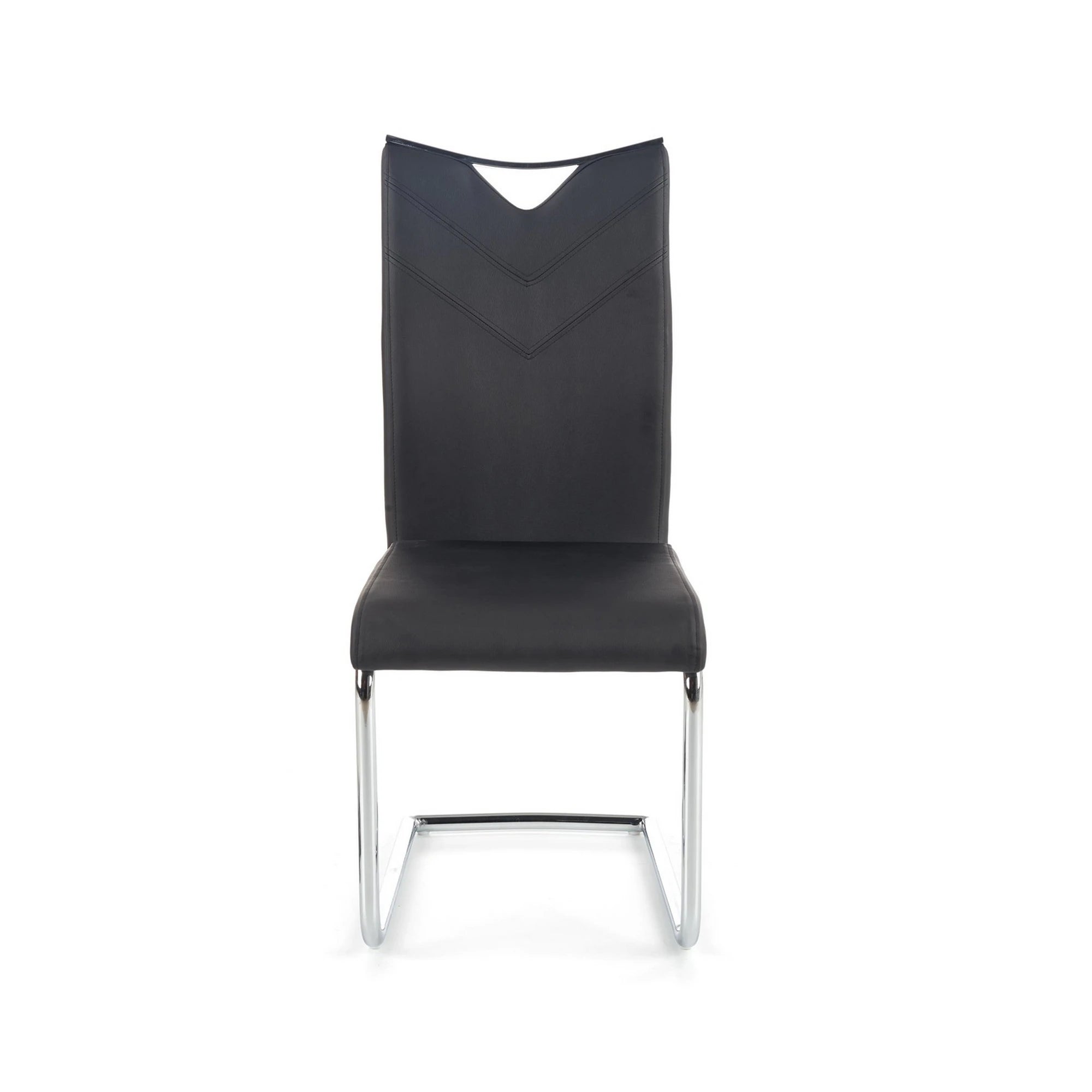 Scaun tapitat K224, negru/crom, piele ecologica/metal, 44X54X100 CM