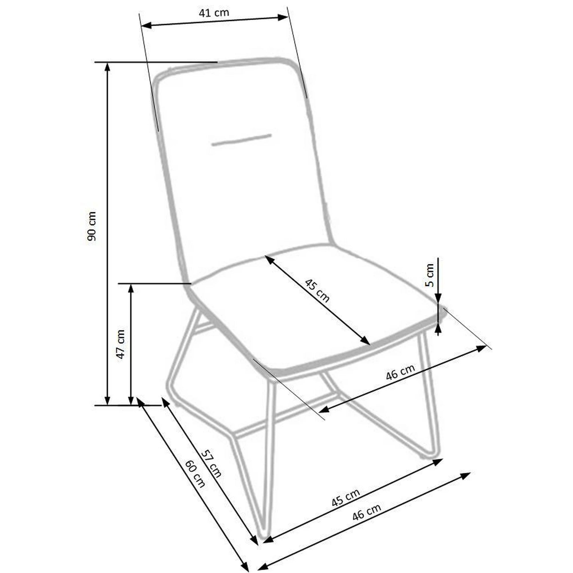 Scaun tapitat K390, crem/gri inchis/roz auriu, stofa/piele ecologica/metal, 46x60x90 cm