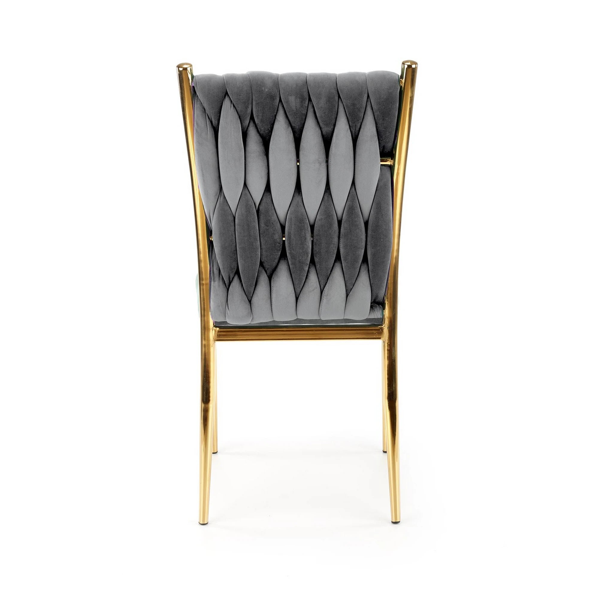 Scaun K436, gri/auriu, stofa catifelata/metal, 48x55x94 cm